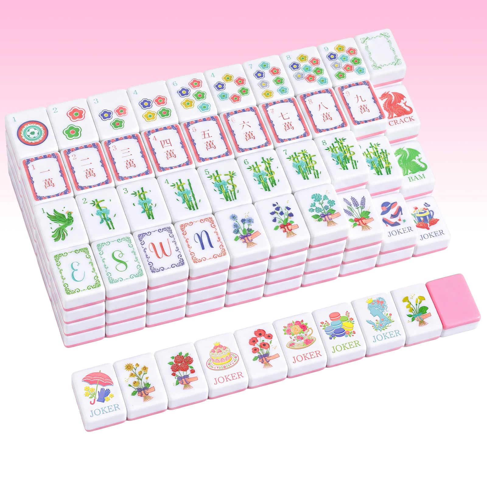 Photo 1 of Teyva Daily 160 Pcs Pastel American Mahjong Tiles Set 1.2'' Melamine Engraved Double Layer Mah Jong Tile for Spring Christmas Beginners Friends Family Gatherings Game Night Party Gifts, Tiles Only
