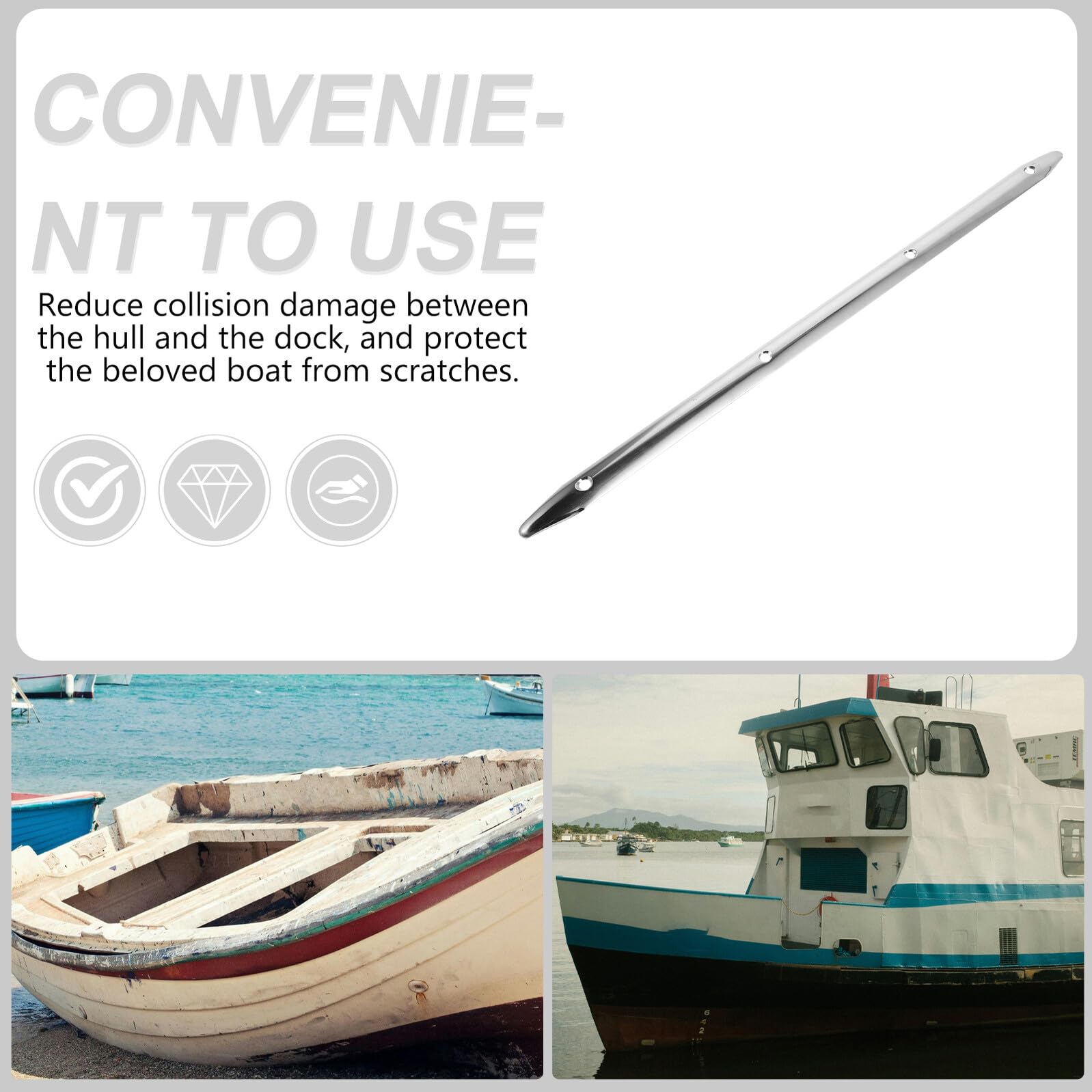 ORFOFE Striscia di Protezione Paraurti in Acciaio Inossidabile 316 per Yacht Modanatura Anti-Usura Bordo Scafo Accessori Marini per Protezione Attracco e Ormeggio Barche