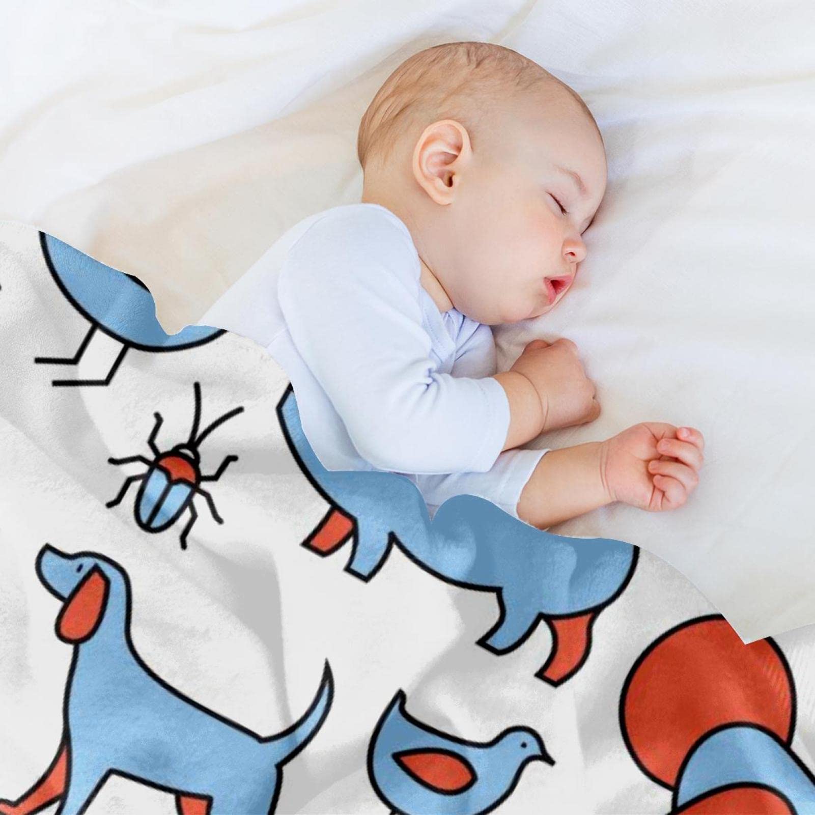 Manta de forro polar, súper suave, lujosa manta de ropa de cama de animales de granja, pato, perro, pollo, cerdo, vaca, azul