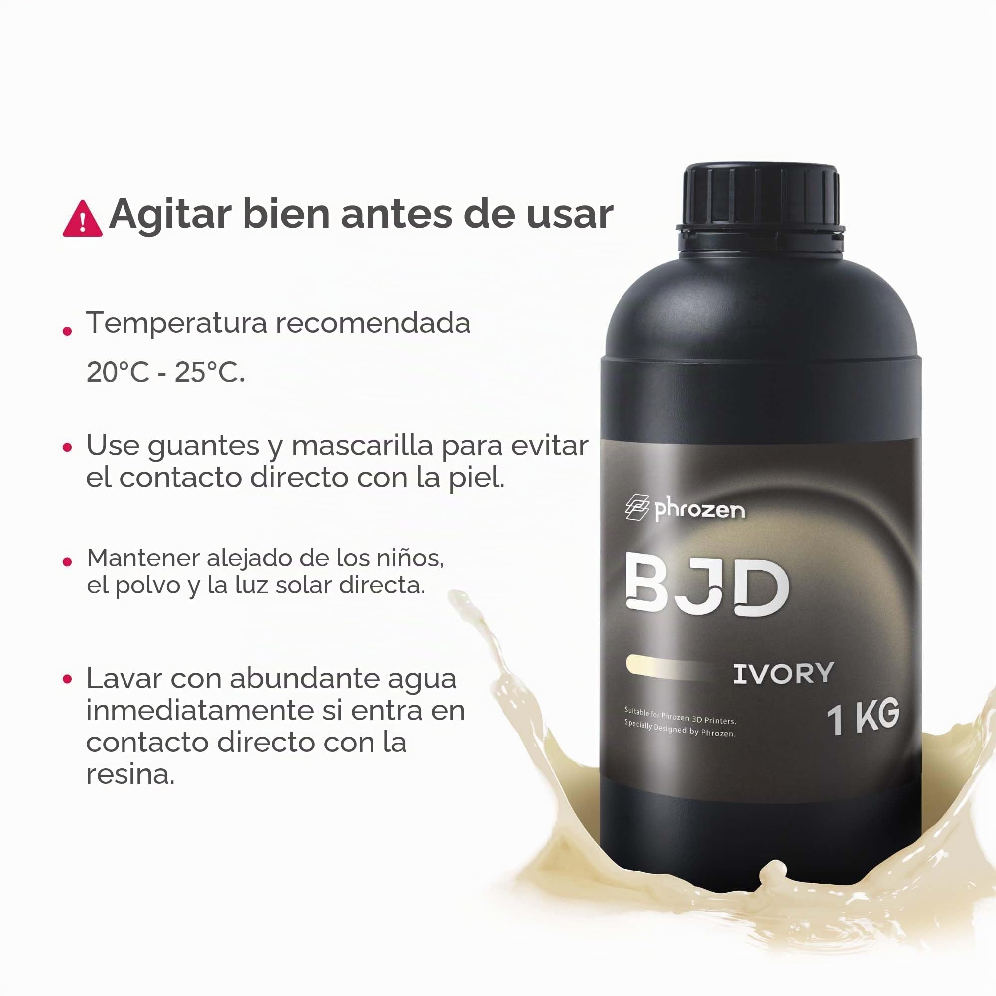 Phrozen Resina BJD para Impresión 3D, Acabado Mate Liso y Resistente al Desgaste para Muñecas y Figuras Articuladas, Fotopolímero de Curado UV 405 nm para Impresoras LCD/DLP/MSLA, Marfil, 1 kg