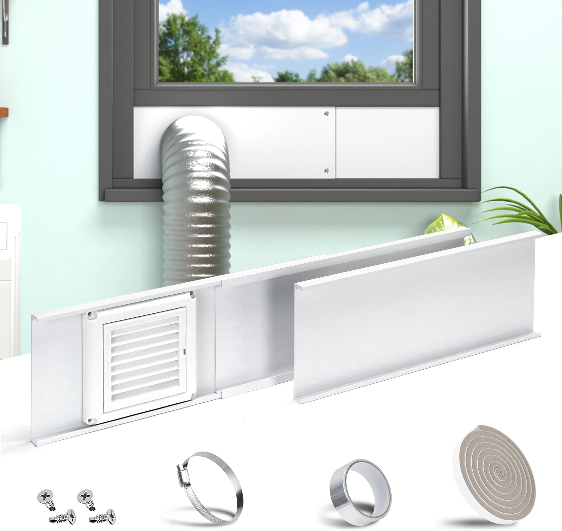 Upgraded Dryer Vent Window Kit for 4” Diameter Dryer Vent