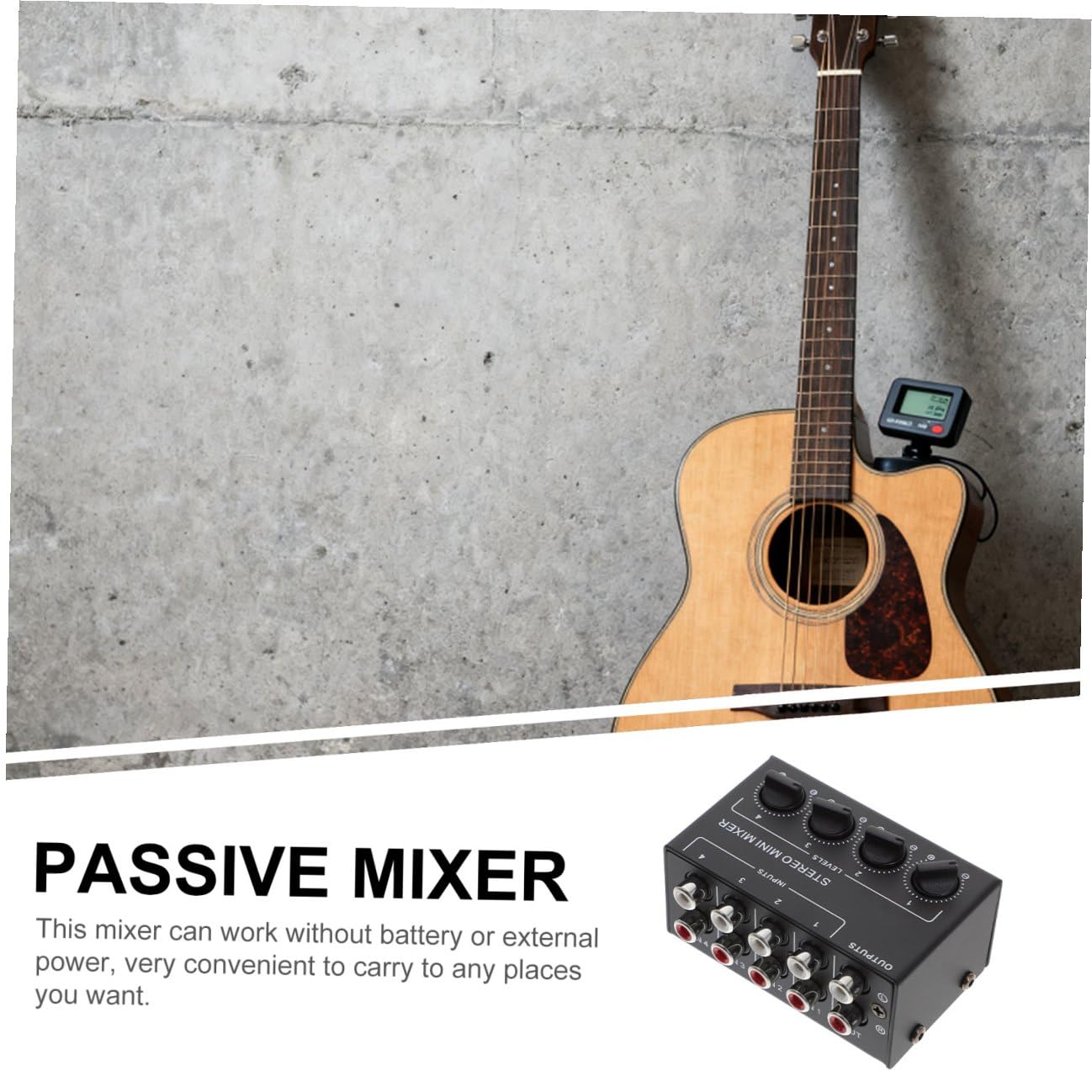 Beaupretty Mezclador Pasivo de Audio para Grabación Profesional de 4 Canales Mini Estéreo Portátil Carcasa de Hierro y Abs y Mezcla en Dispositivos Portátiles