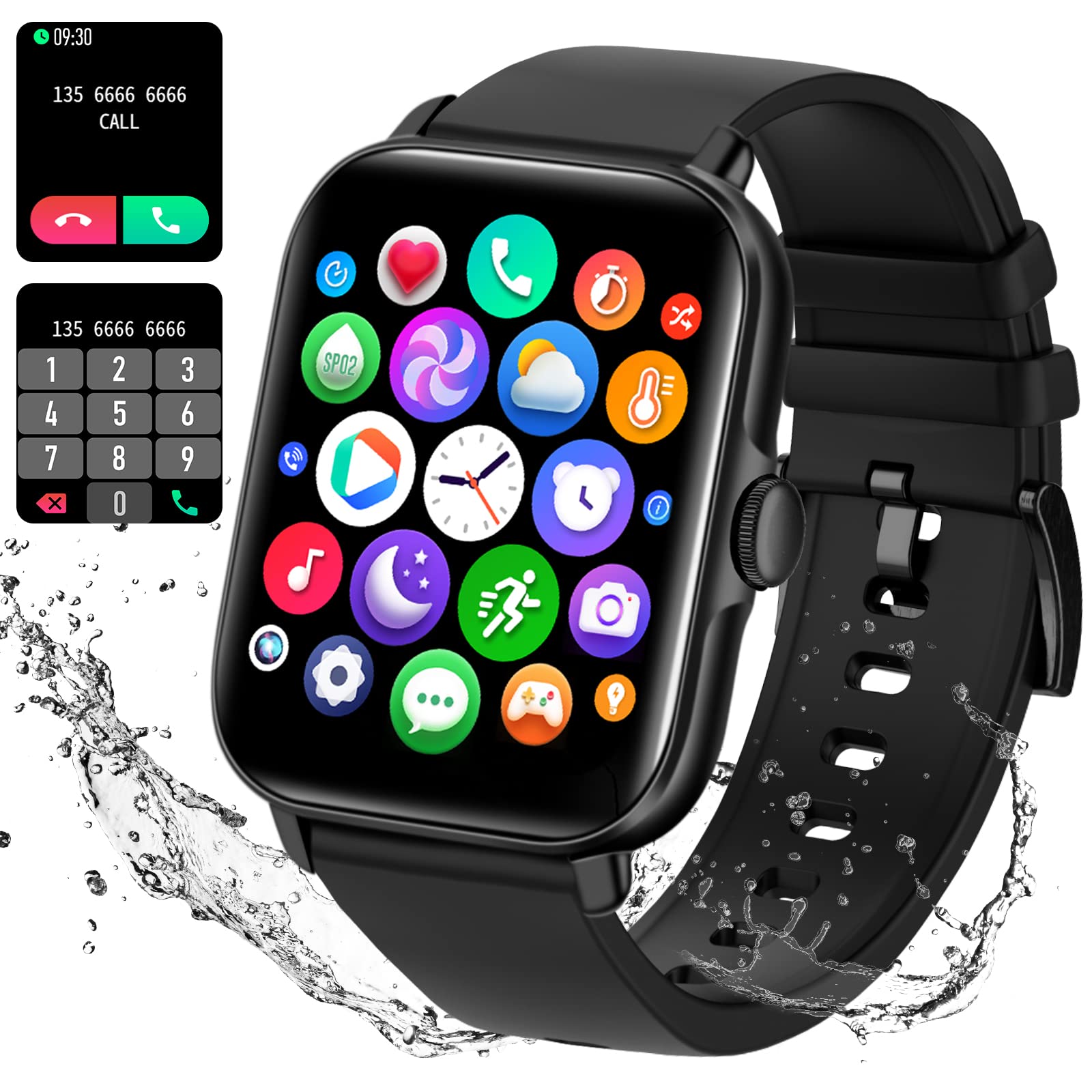 Smart Watch,Fitness Watch with Heart Rate Blood Pressure Monitor IP67 Waterproof Bluetooth Phone Wat