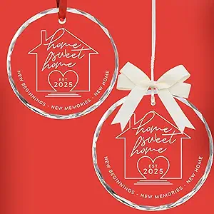 2025 Housewarming Gifts for New Home | Home Sweet Home Glass Ornament - Perfect New Home Gifts for Couples, First Christmas in New House Christmas Tree Ornaments