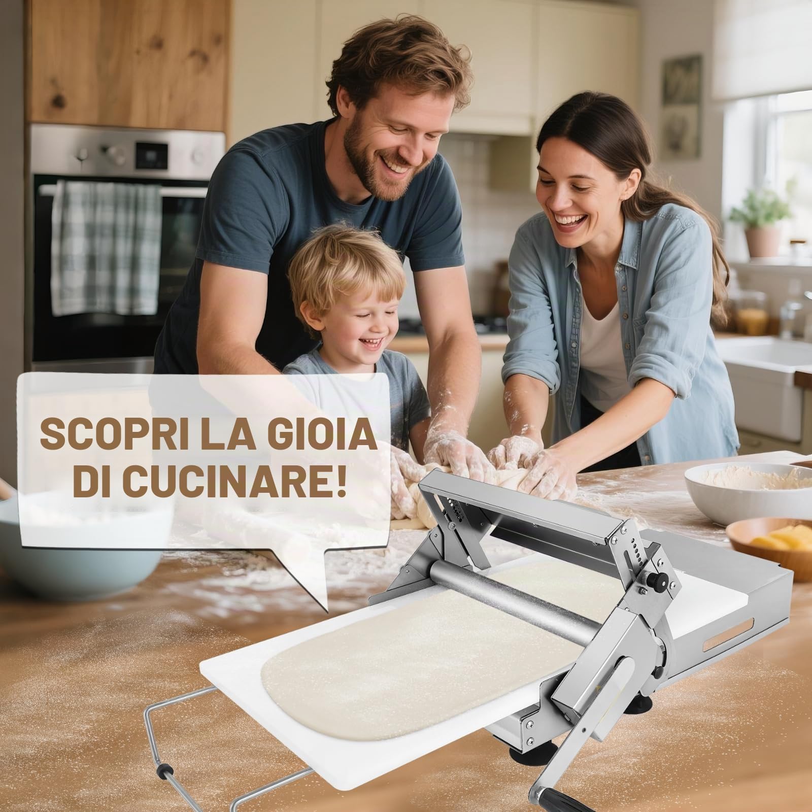 YUCHENGTECH Sfogliatrice Pasticceria Manuale Pieghevole 30cm | Sfogliatrice Manuale in Acciaio Inossidabile,Spessore Regolabile da 2,5 a 25 mm per Croissant Pasta Sfoglia Pizza