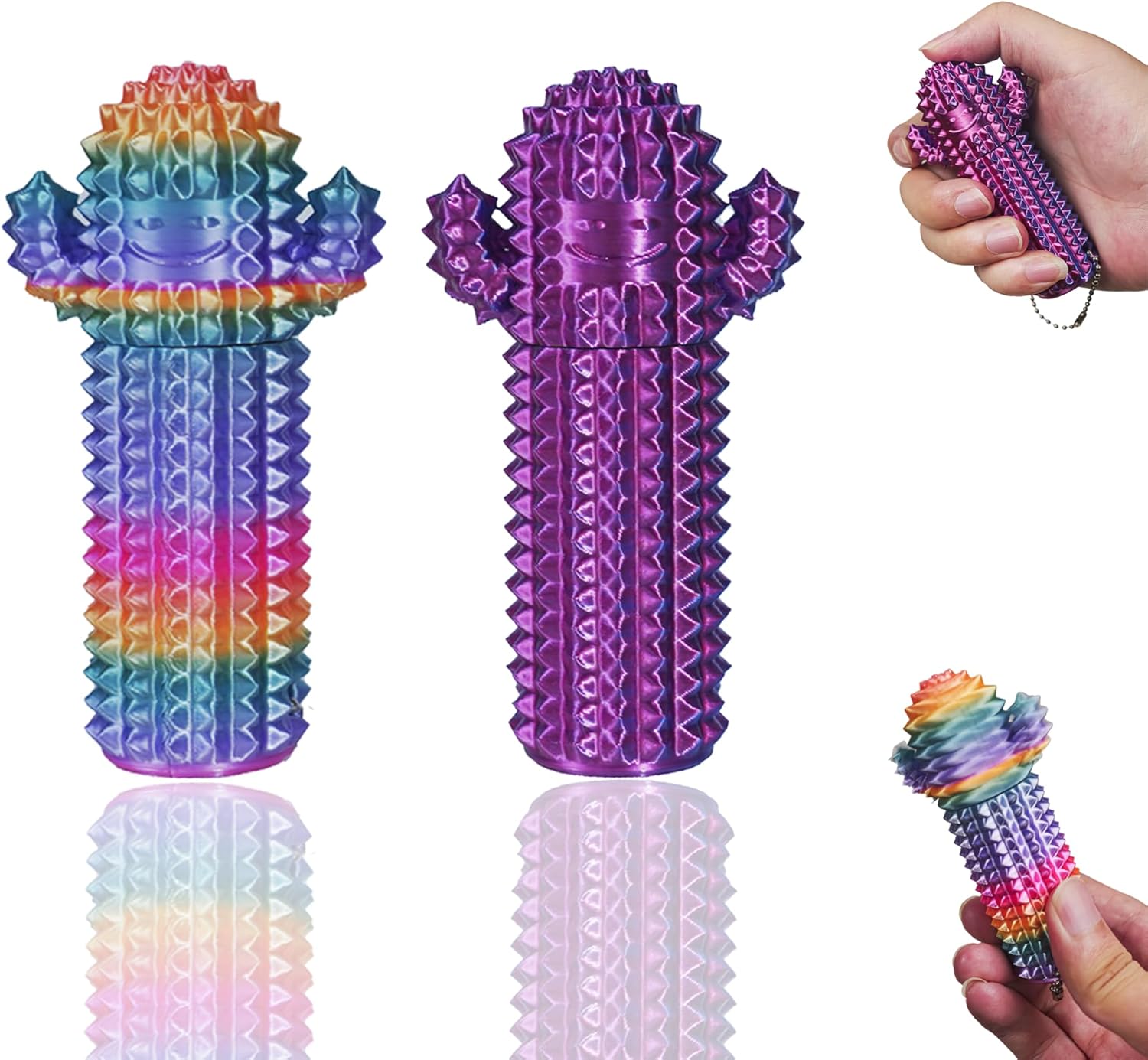 Little Ouchies Cactus Fidget Toy - Pain Stim Toy with Spinning for Anxiety Relief, Spiky Sensory Fidget Toys for Adults Teens, Stress Relief Novelty Gifts,1PCS Colorful