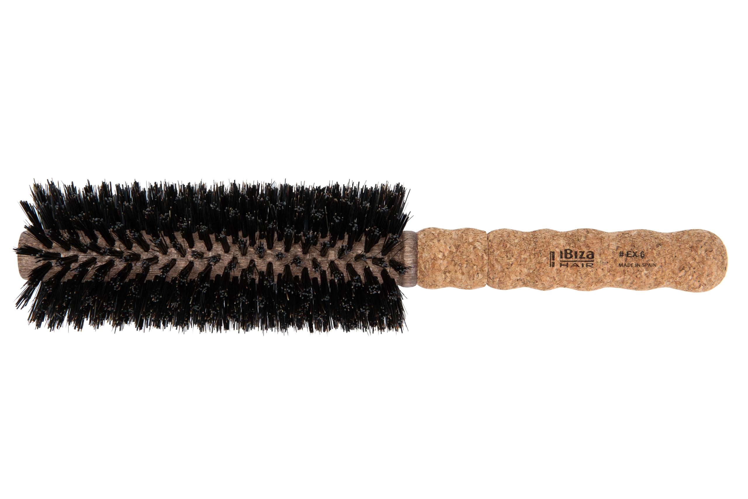 Ibiza Hair - Cepillo redondo - Madera Corcho Eco - EX6 Natural - Profesional - Hecho a Mano - Extralargo