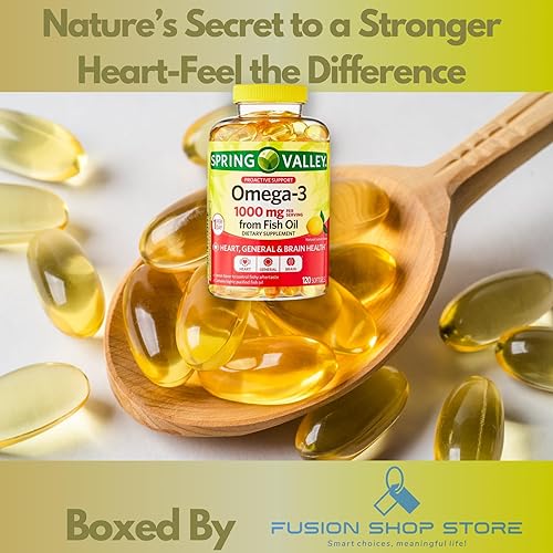 Miniatura 4 de Aceite de pescado Omega 3 1000 mg epa dha Omega 3 Suplemento Spring Valley 60 unidades (1 unidad) juego con Fusion Shop Store Week estuche (1)