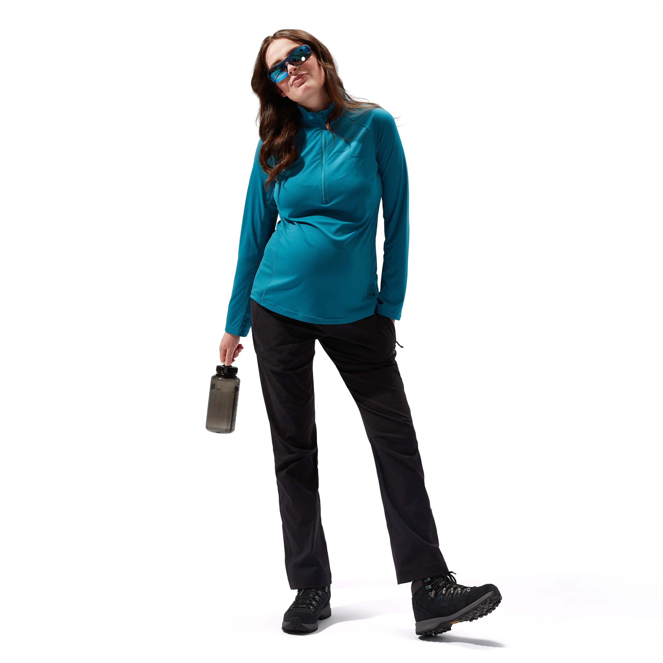 Berghaus 24/7 Maternity Half Zipped Long Sleeve Tech T-Shirt | Moisture Wicking | Breathable | Environmentally Conscious Camiseta Mujer