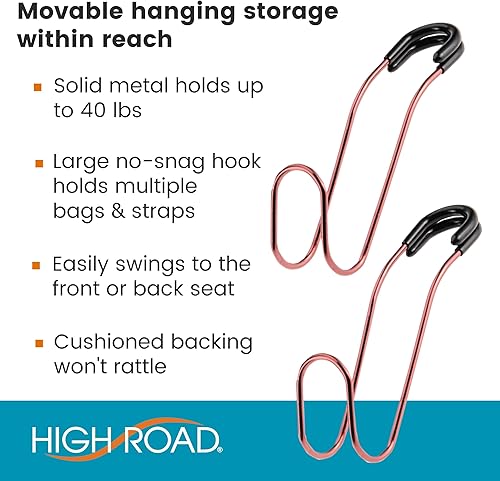 Miniatura 2 de High Road - Ganchos para colgar bolsas de reposacabezas de automóvil