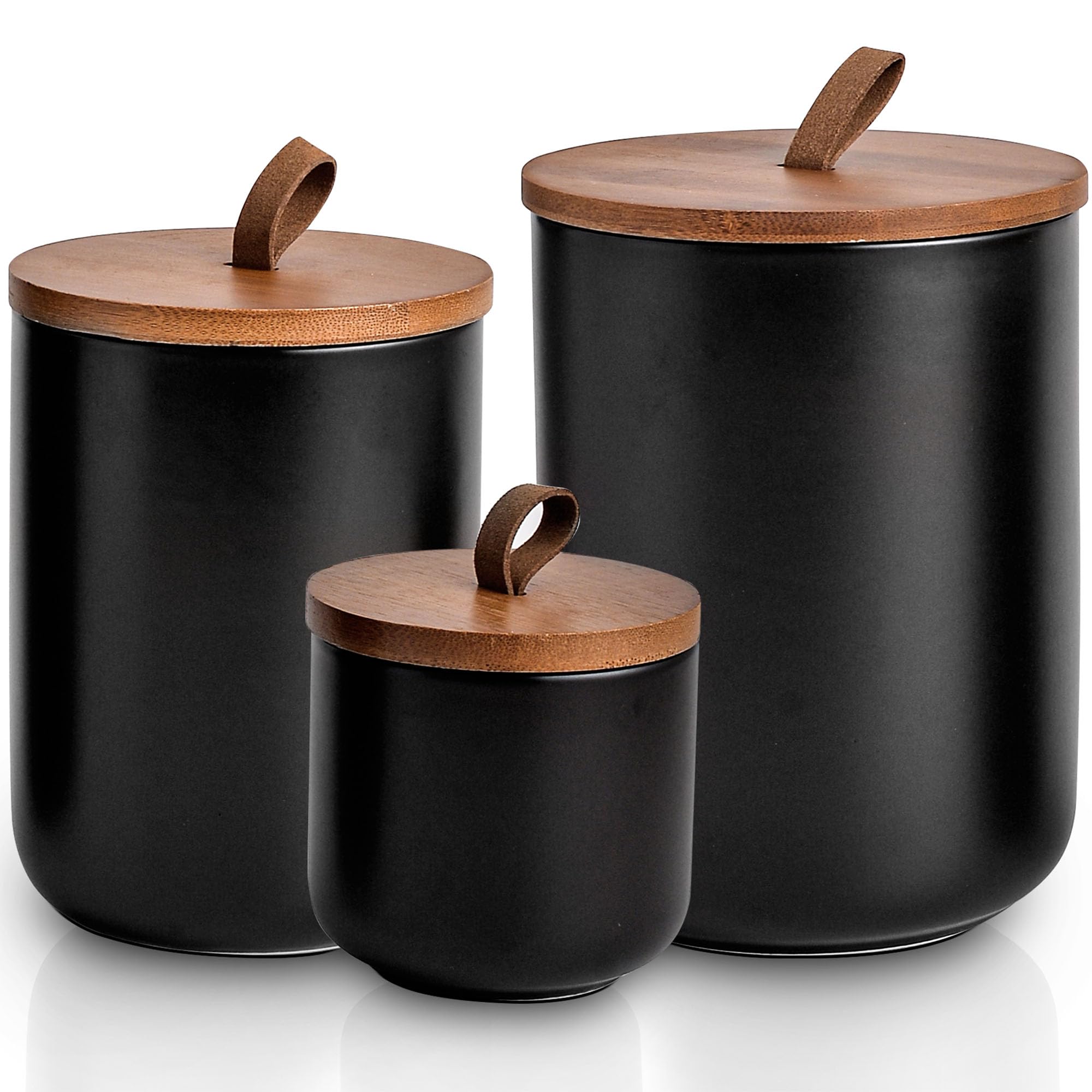 emmerday 5L 黒 茶 カーキー 3色セット Amazon.com: CoorFormer Black Ceramic Canister Set with Bamboo Lids