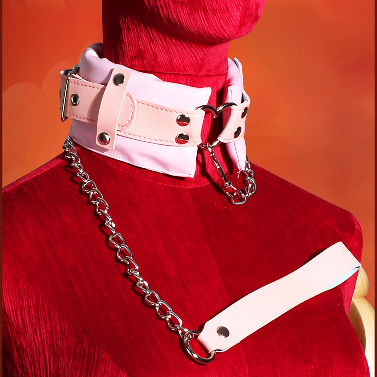 Collier Sexuel Avec Laisse Collier Ajustable En Cuir PU Avec Anneau En Forme De Cœur Accessoires Bondage Jouets Sexuels Pour Couples