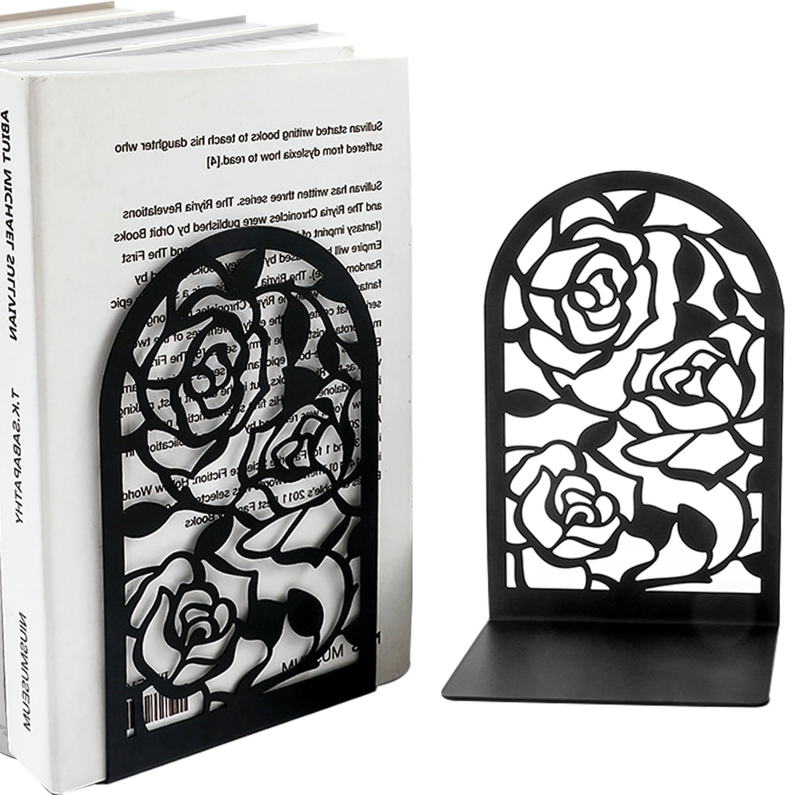 Sujetalibros Metal Originales Sujeta Libros Estanteria-1Par Soporte Libros Estanteria Aguanta Libros Bookends para Oficina Hogar Escuela Biblioteca (Rosas)