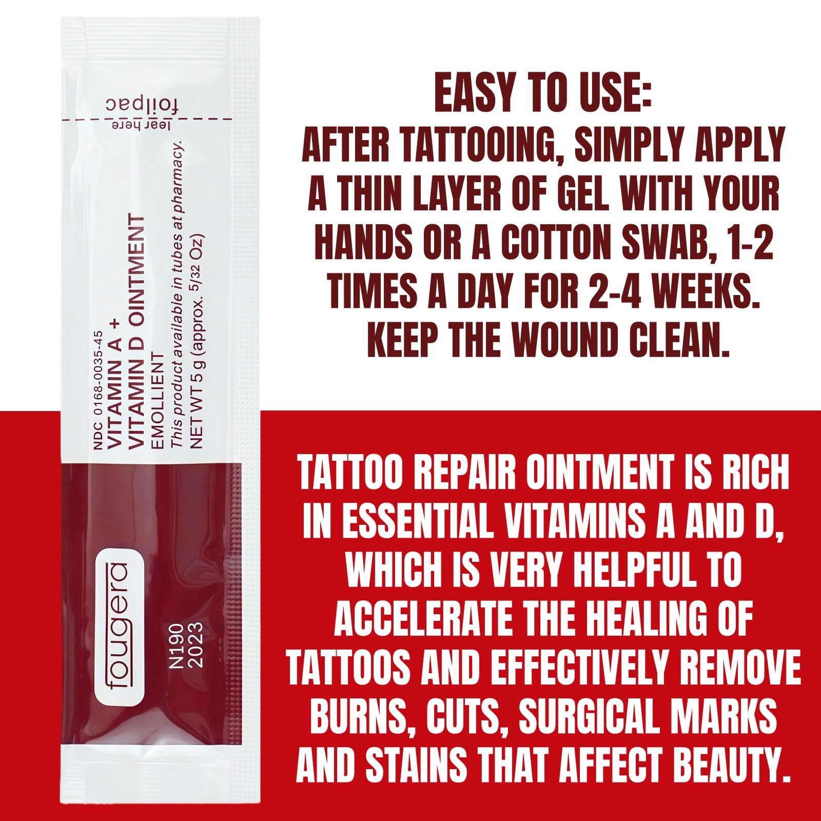 Crema Cura Tatuaggio Aftercare Hidratante con Vitamina A y D 100PCS