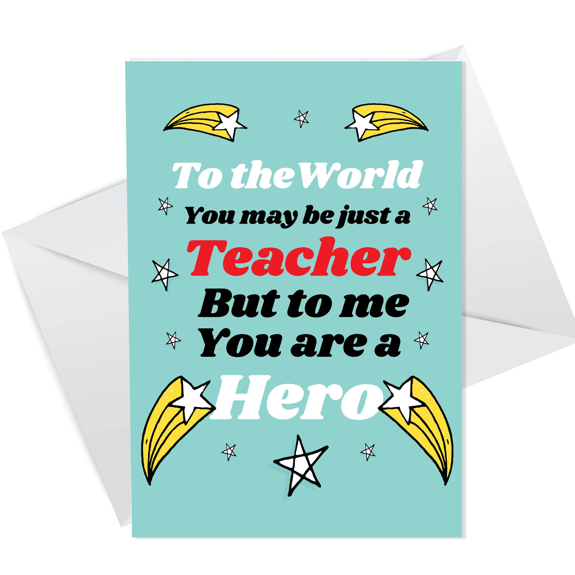 Thank You Teacher Card HERO Appreciation Card Ideal For Leaving Teachers And Teaching Assistants