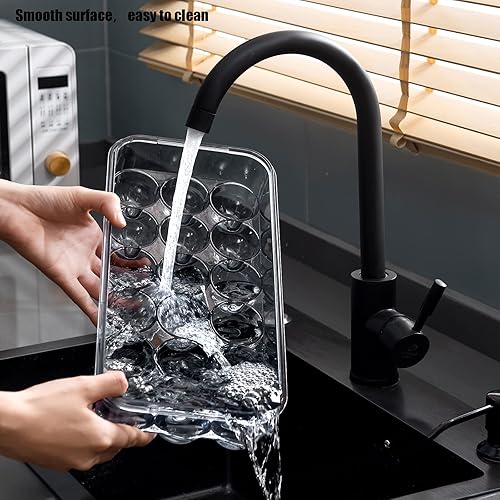 Miniatura 5 de Recipiente para huevos, huevera con tapa y hebilla especial, apilables, caja organizadora para el refrigerador de plástico PET, bandeja para 18