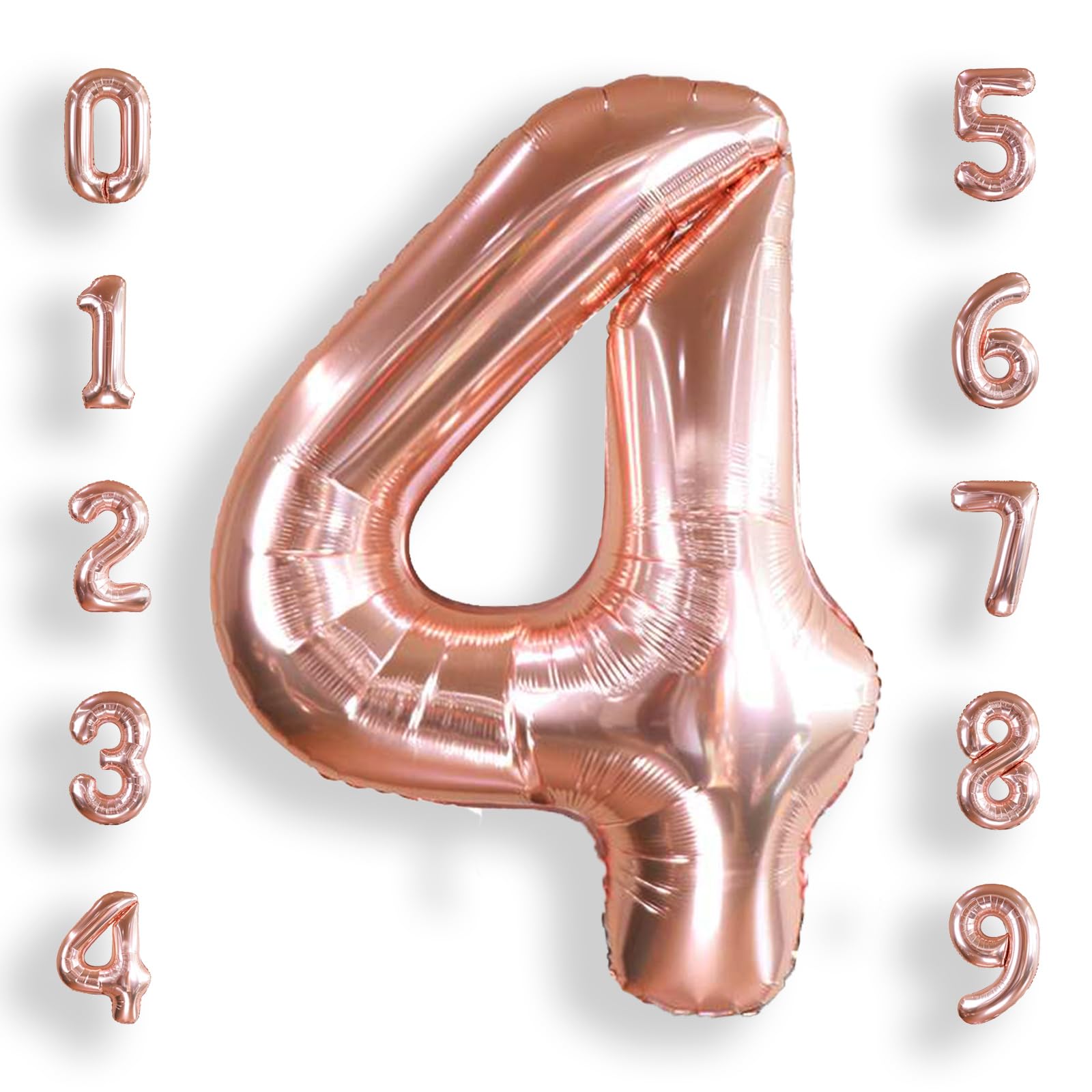 AULE 40 Inch Rose Gold 4 Balloon Number Foil 0-9 Birthday Big Numbers