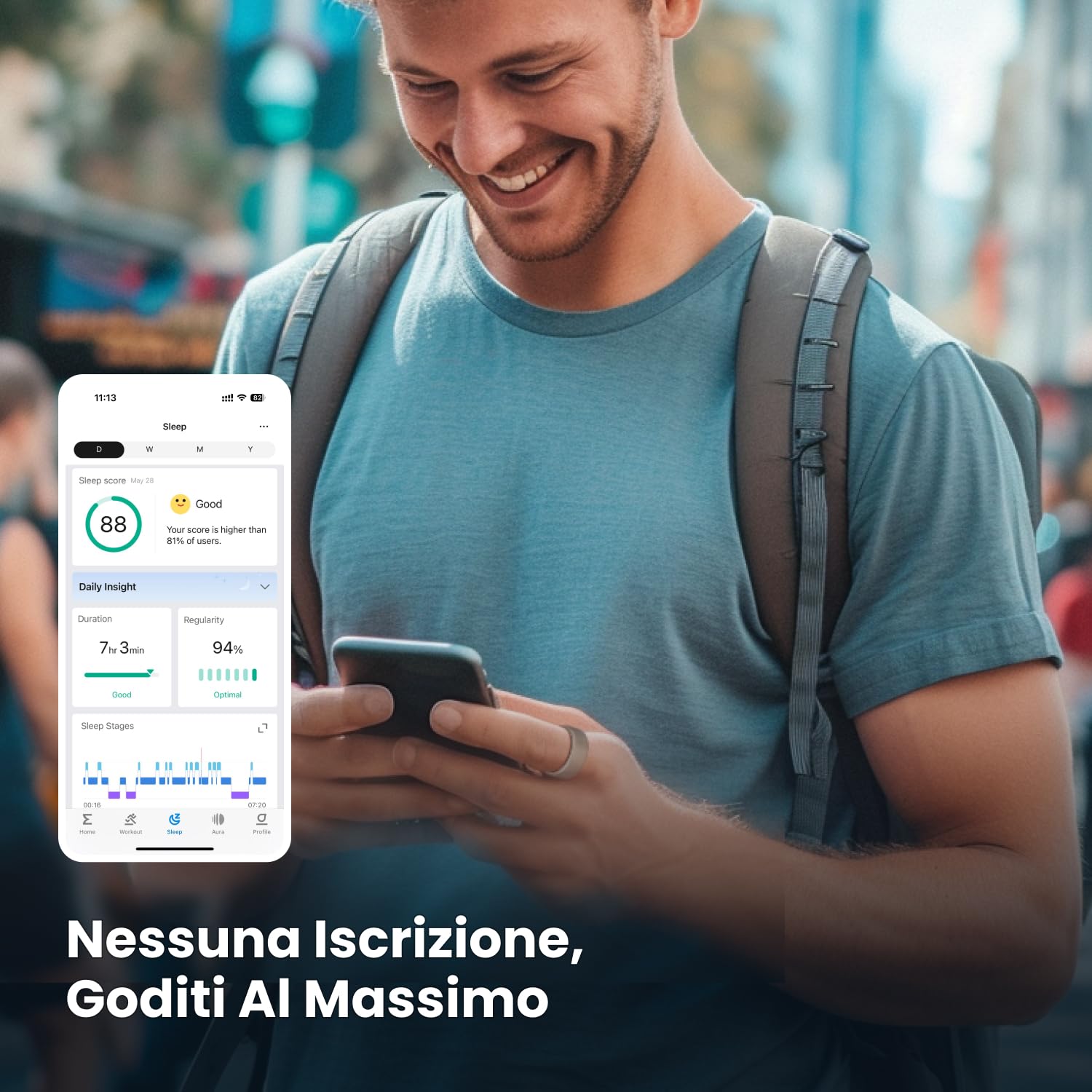 Amazfit Helio Ring Balance Smart Watch, NFC, AI Fitness Coach Tracker del sonno e della salute con misurazione della composizione corporea, Display AMOLED da 1,5"