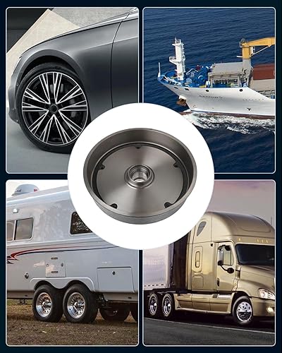 Miniatura 2 de SCITOO Ensamblaje de cubo de remolque para casa móvil, cubo de remolque de 12 x 2 con tambor de freno, 5 lengüetas 5 en 9.4, pintura negra apta para