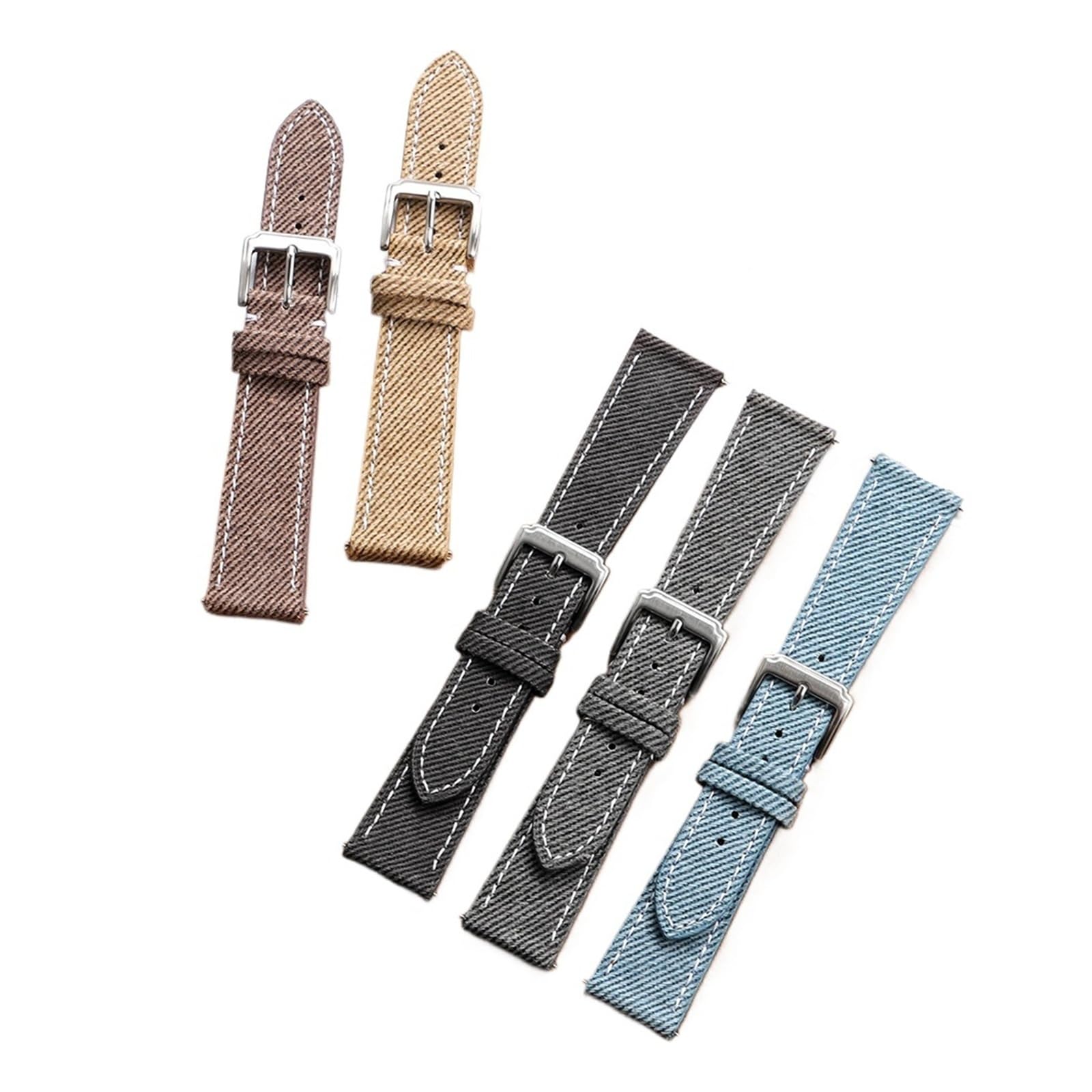 yingyingjia Vintage-Denim-Uhrenarmband, Genähtes Lederarmband, 18 Mm, 20, 22, Schnellverschluss, Smartwatch-Armband, Braun