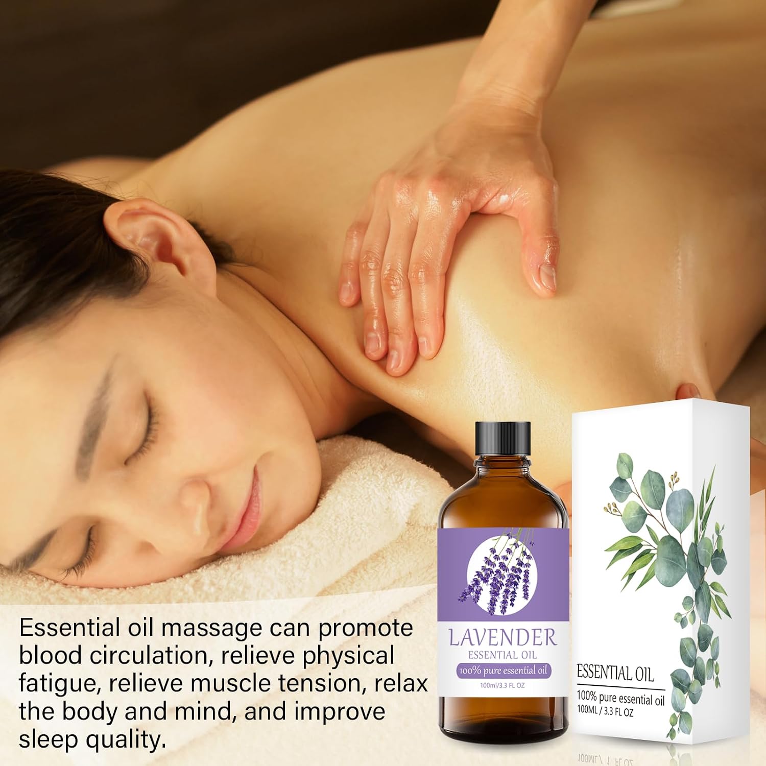 Organic Lavender Essential Oils 3.3 Fl OZ Aromatherapy 100% Pure Natural Relaxation and Wellness Gift Set Oils for Diffusers Humidifiers, Delicate Grade with Glass Dropper for Air Freshening (100ml)