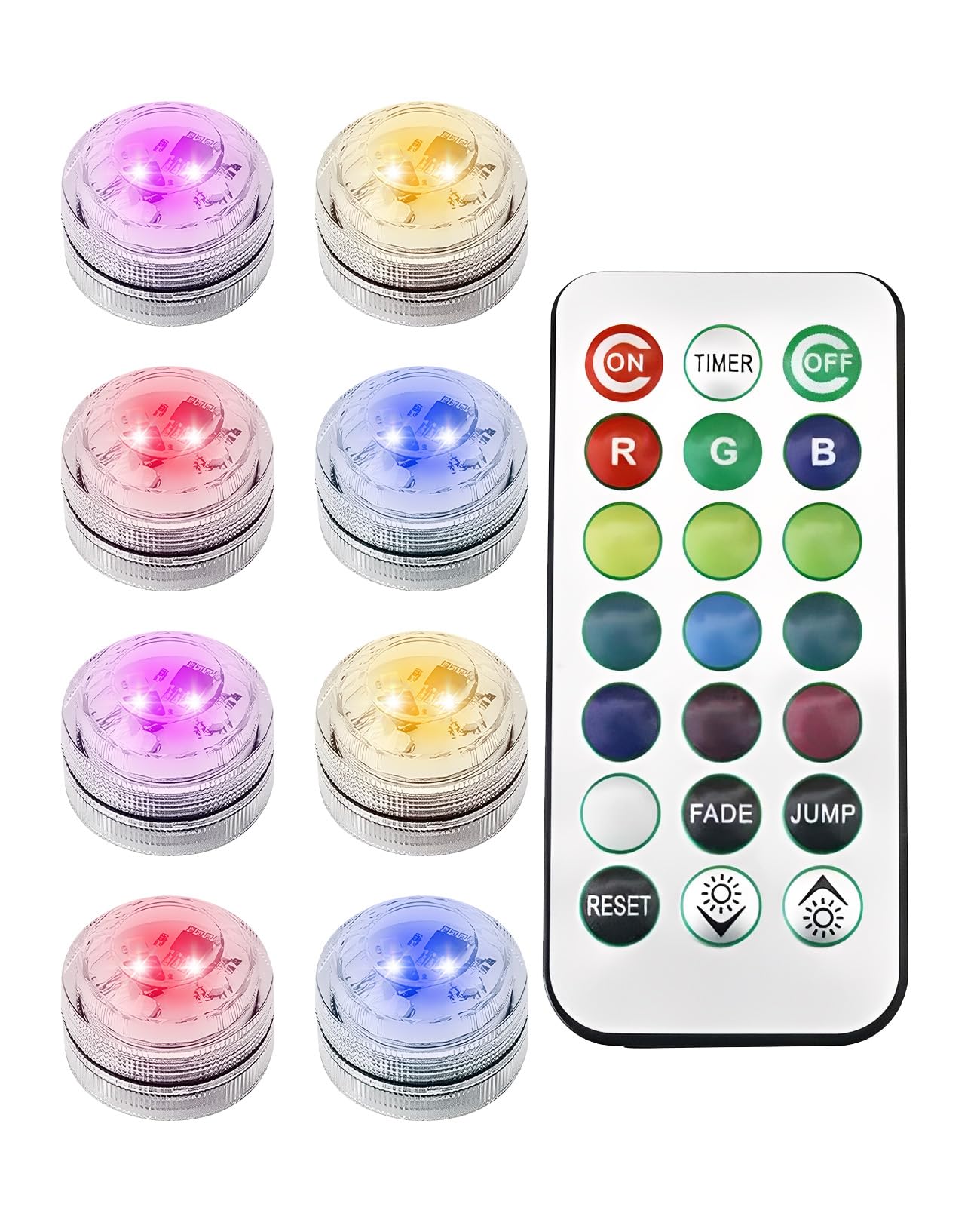 Bettinay Multicolor 9 Pcs Small Waterproof Led Water Feature Light With Remote,Underwater Mini Hot Tub Lights For Pond Fountain Aquarium