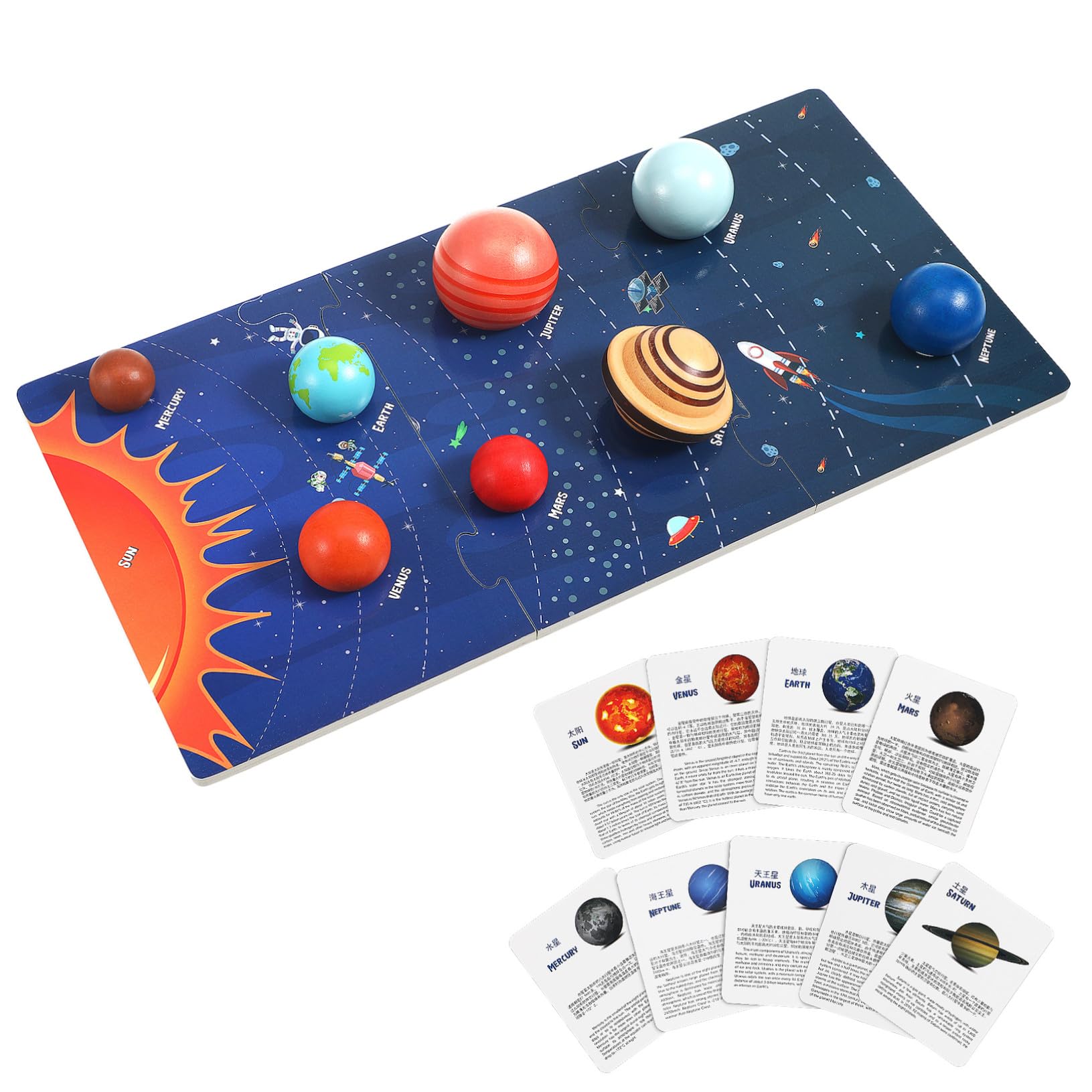 NOLITOY Puzzle de Planetas de Madera para Modelo Educativo del Sistema Solar Juguete Didáctico Seguro para Aprendizaje Espacial Regalo Interactivo para Años Adelante
