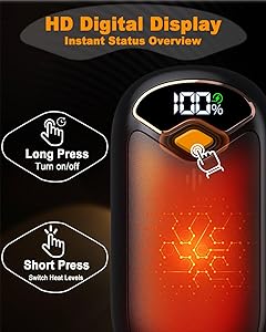 Hand Warmers Rechargeable - Electric Hand Warmer Rechargeable 2 Pack, LED Digital Display, 4 Heat Levels Reusable, USB, Magnetic Portable Handwarmers for Golf/Camping/Hunting, Gift for Women, Men