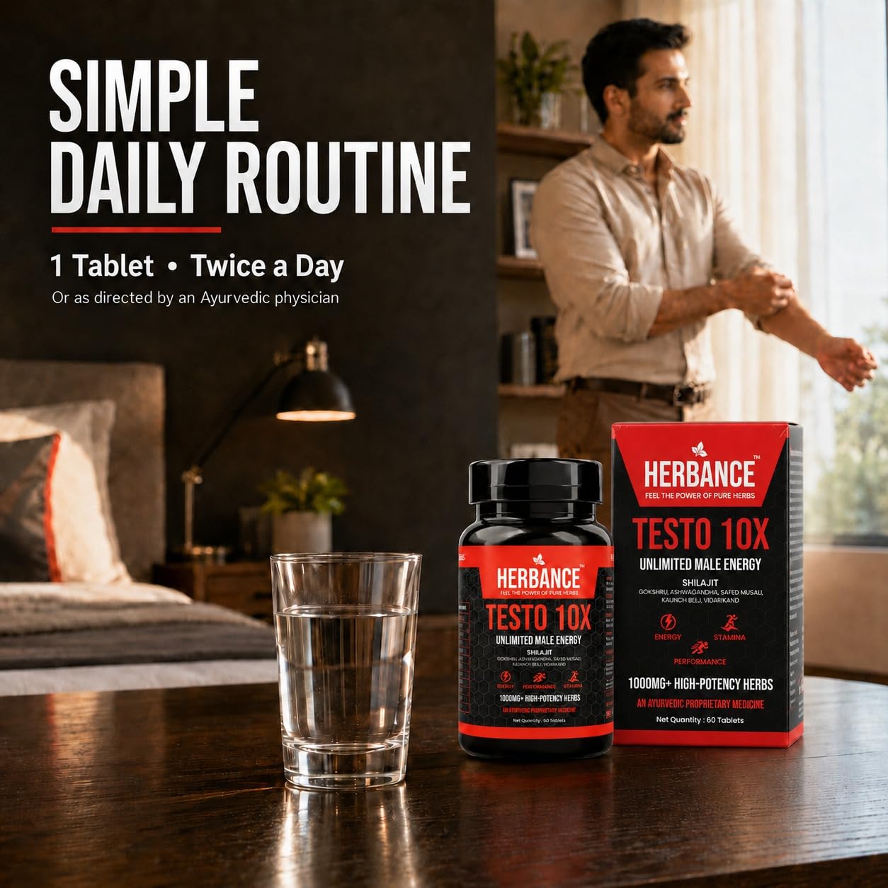 Testo 10X Ayurvedic Testosterone Support for Men | With Shilajit, Ashwagandha, Safed Musli, Kaunch Beej, Gokshura, Vidarikand & Akarkara | Supports Energy, Strength, Stamina, Vitality & Performance |60 Tablets | Pack of 1 — Amazon image 7