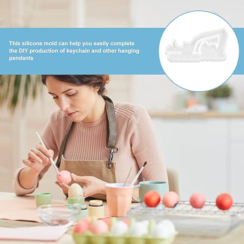 Miniatura 6 de Molde de resina para huevo de Pascua, 2 moldes de resina para excavadora de Pascua, moldes de silicona para colgante de excavadora para