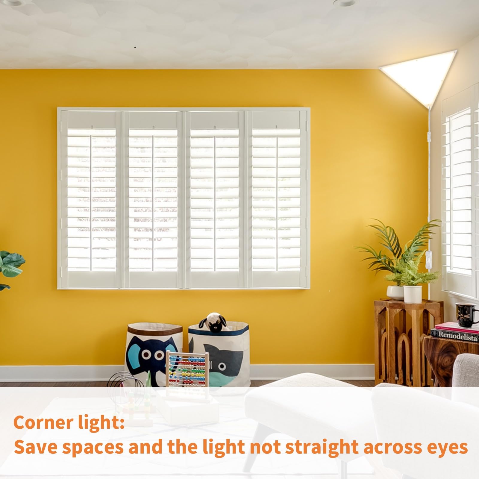 haultop Upgraded Corner Light, 20W 2000LM LED Triangle Corner Lights, Corner Lights for Living Room with 10 FT Cord, 3000K/4000K/6000K Plug in Ceiling Lights, Modern Corner Ceiling Light for Room