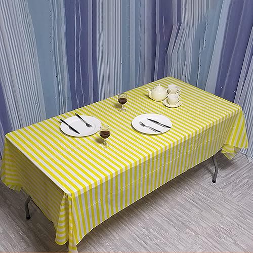 Miniatura 5 de 2 manteles de plástico con estampado a rayas, desechables, rectangulares y gruesos, para cocina, picnic, boda, fiesta de cumpleaños, 54 x 108