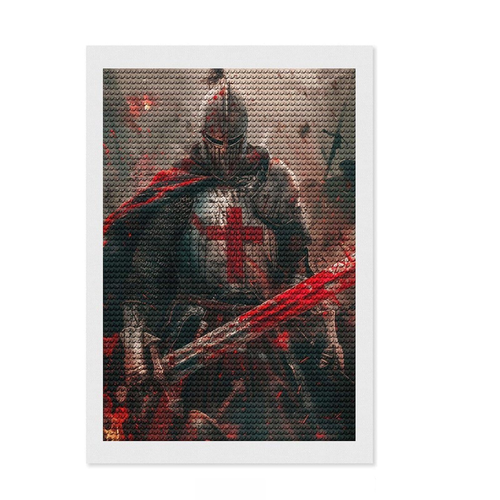 Junmoney Crusade Conquest DIY Diamond Art Canvas Kit 8"x12", Easy to Enjoy, Adhesive Canvas, Aesthetic Room Decor, Thoughtful Handmade Gift