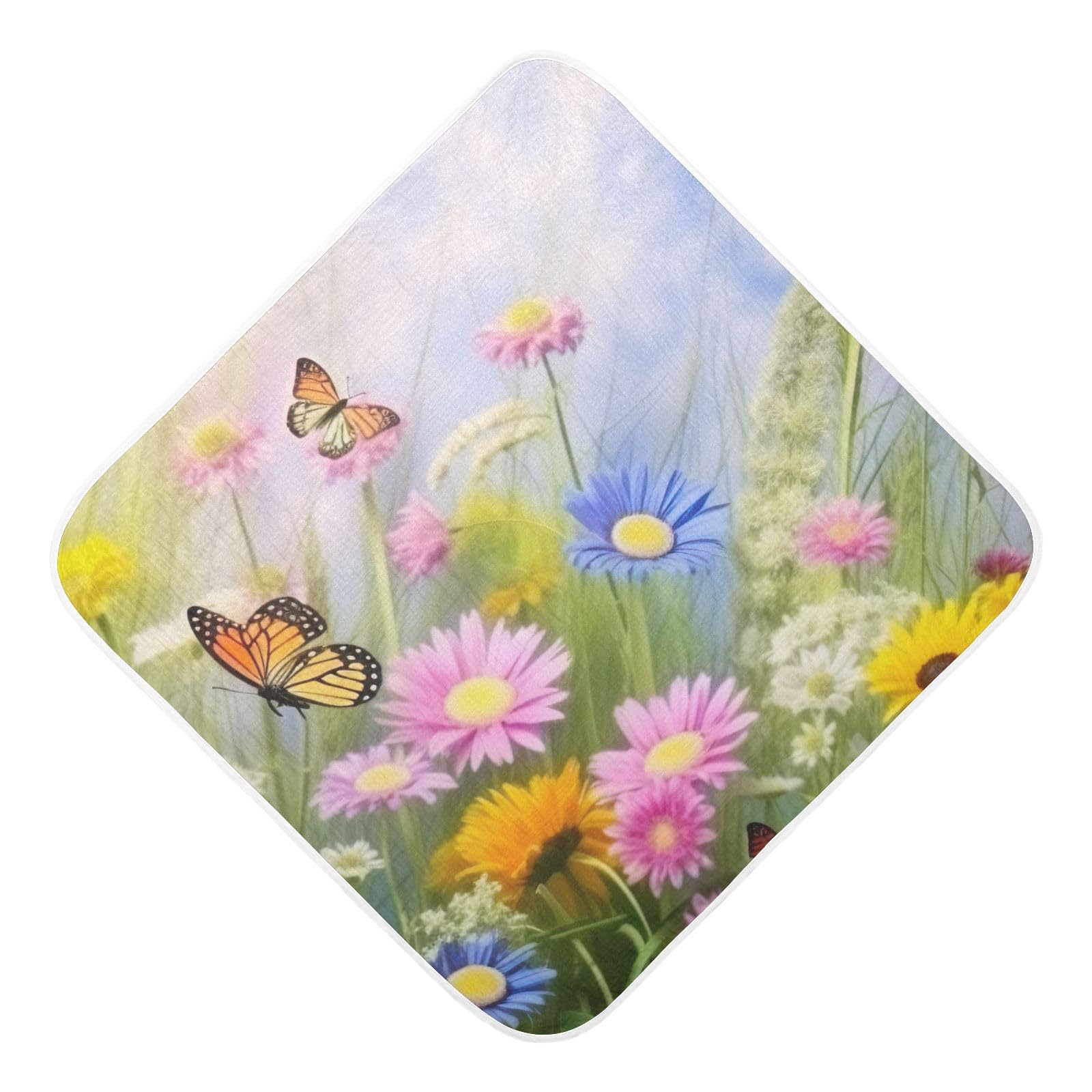 PaChyLuu Vibrant Wild Flowers Baby Hooded Towel Soft Cotton Baby Towels Ultra Absorbent Bath Towel for Babies Boys Girls, 35x35 Inch