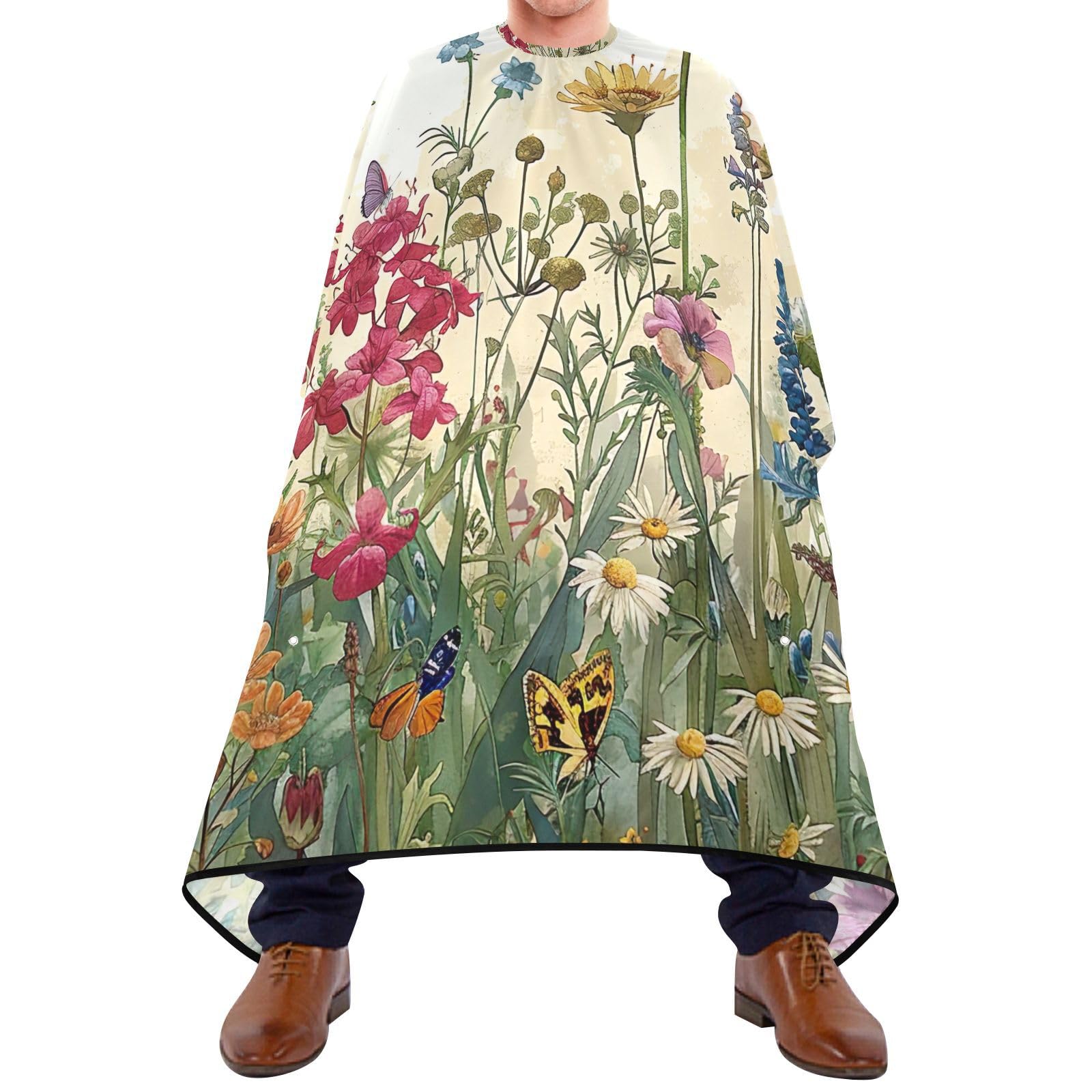 Hezely Wildflowers Field Hair Dye Cape, Barber Cape for Adults,Waterproof Salon Cape,Waterproof Hairdressing Styling Hair Cutting, 65