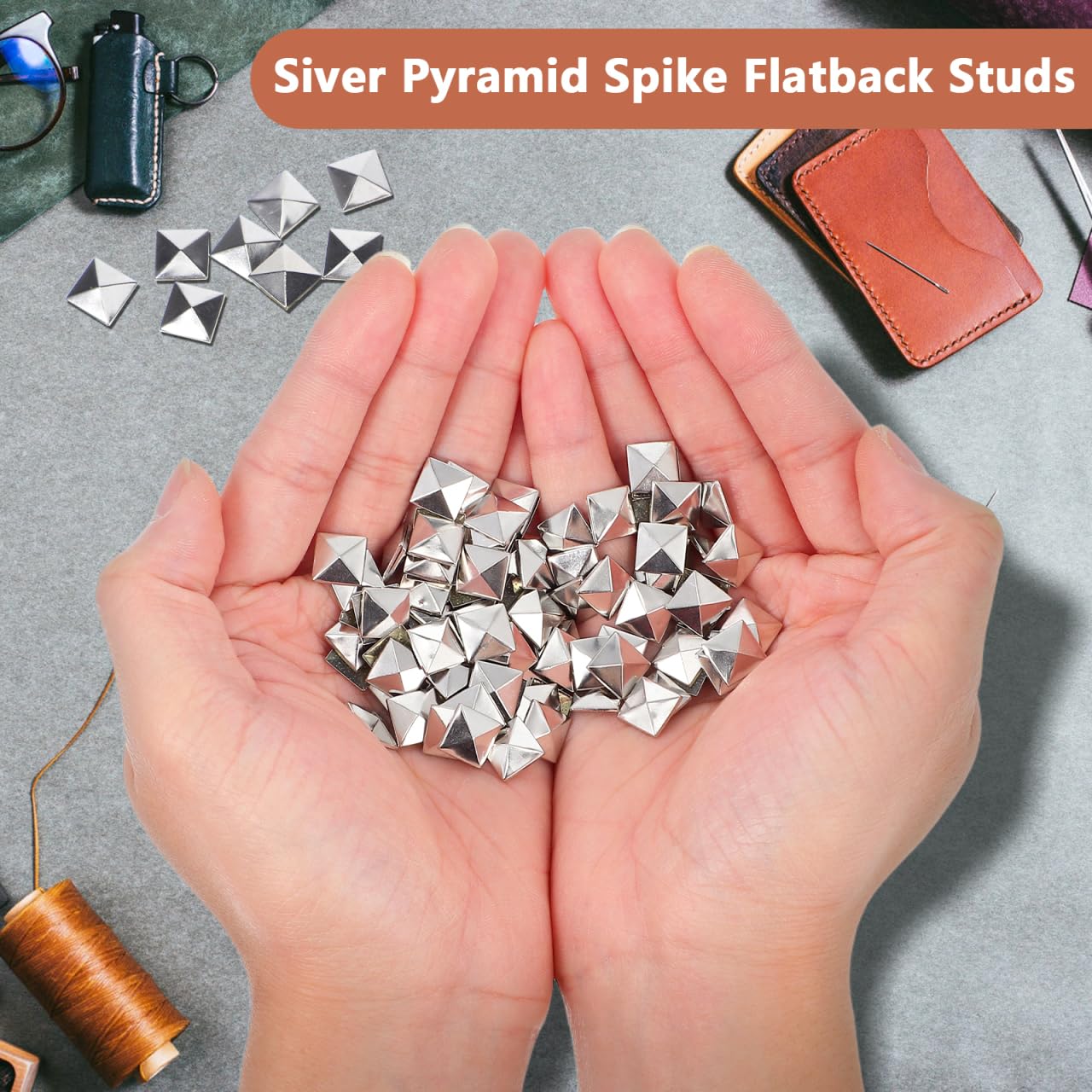 Amazon.com: COHEALI 100pcs Silver Pyramid Flatback Studs for