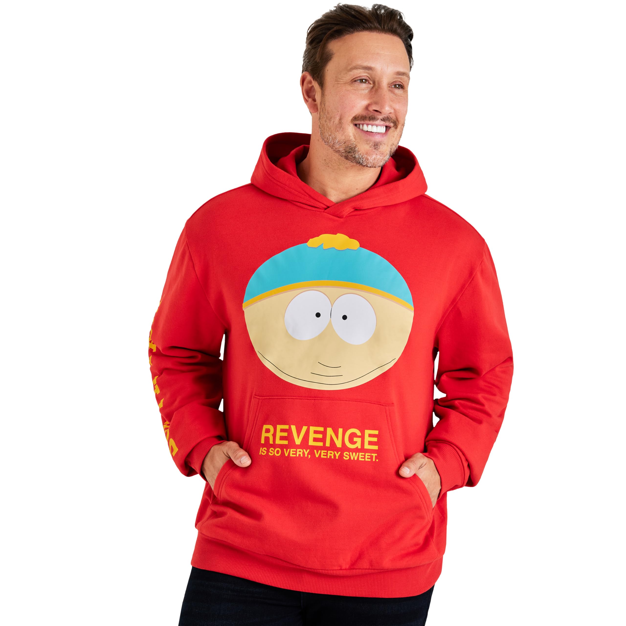 South Park Mens Hoodie, Comfy Stylish Hooded Sweatshirt - Funny Gifts for Him (Red, L)
