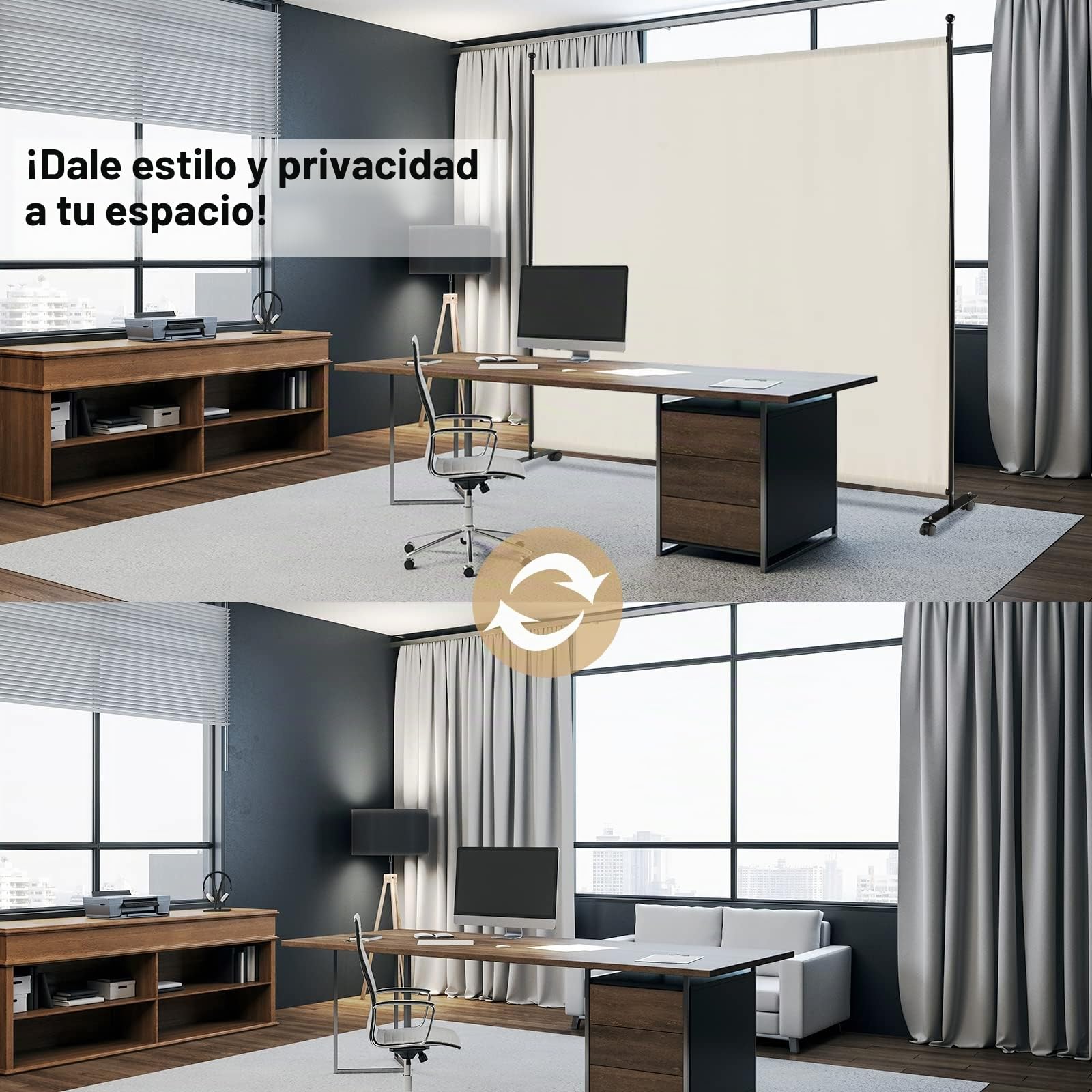 GIANTEX Biombo de 184 x 184 cm con Ruedas Giratorias, Separador de Habitación, 1 Pieza, Protección Privada, Divisor Pared de Tela, Ruedas Bloqueables (Beige)