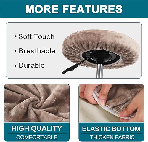 Miniatura 4 de Turquoize Fundas redondas para taburetes de bar, lujosas fundas de terciopelo para taburetes de bar, paquete de 2 fundas de cojín impermeables,