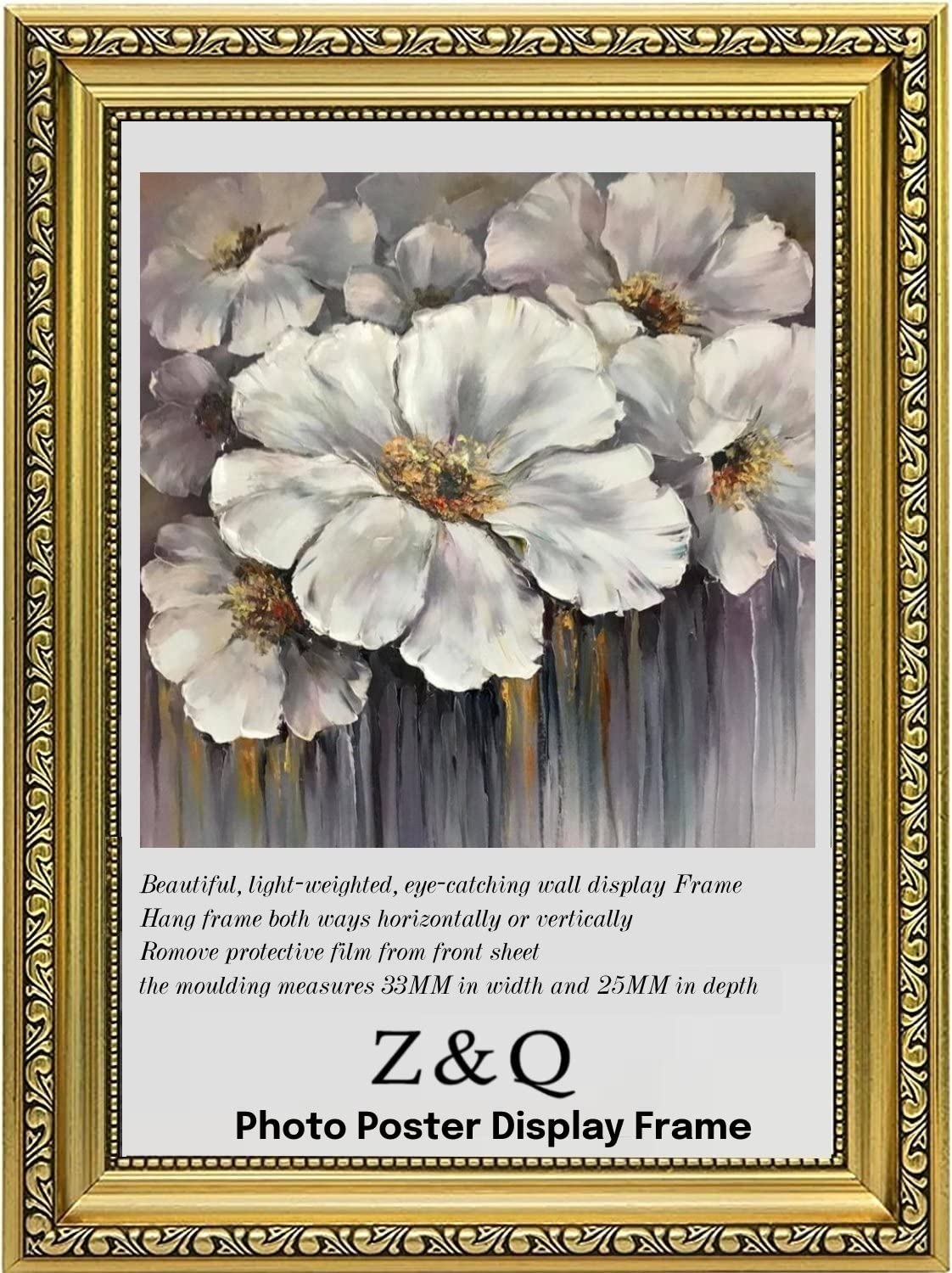 Z&Q Ornate Shabby Chic Gold Frame 60 x 30 cm Vintage Design