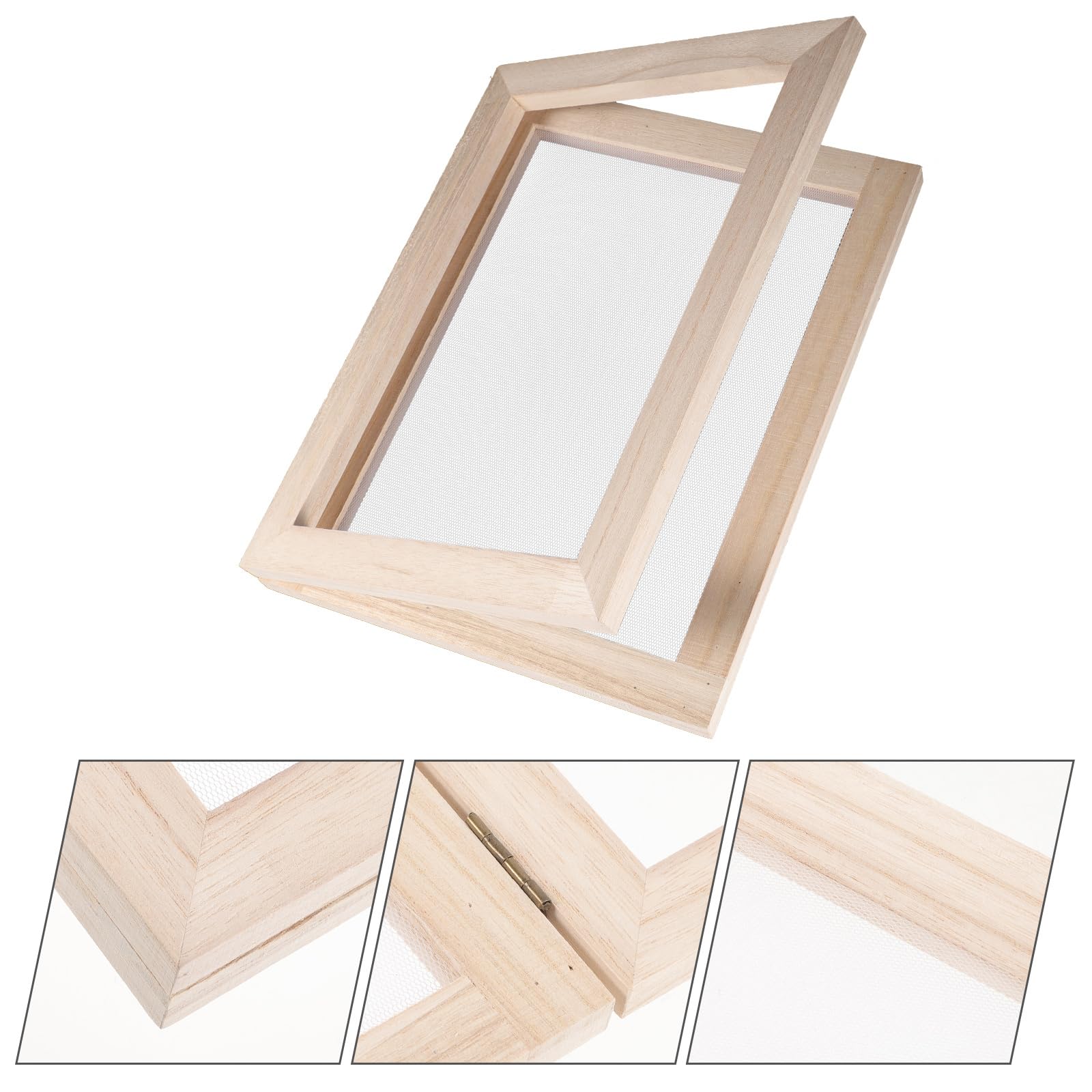 PRETYZOOM Marco De Madera Para Manualidades De Papel 9.84X7.48In Con Malla Resistente Herramienta Educativa Para Niños Fabricación De Papel Artesanal Diy En Casa