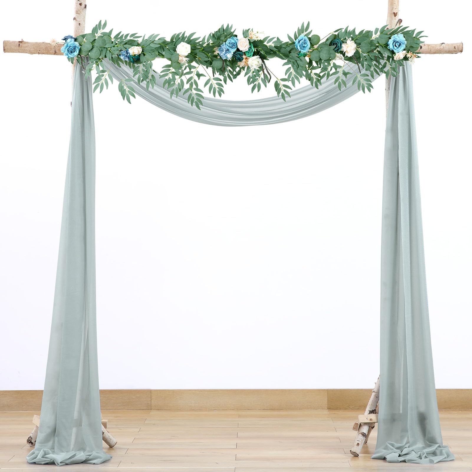 BOYOUTH Grey Voile Swag Scarf Valances Curtains,Long Sheer Chiffon Fabric Backdrop Curtains Scarves for Wedding Arch Draping,Party Outdoor Decor,30 by 71 Inches,1 Panel