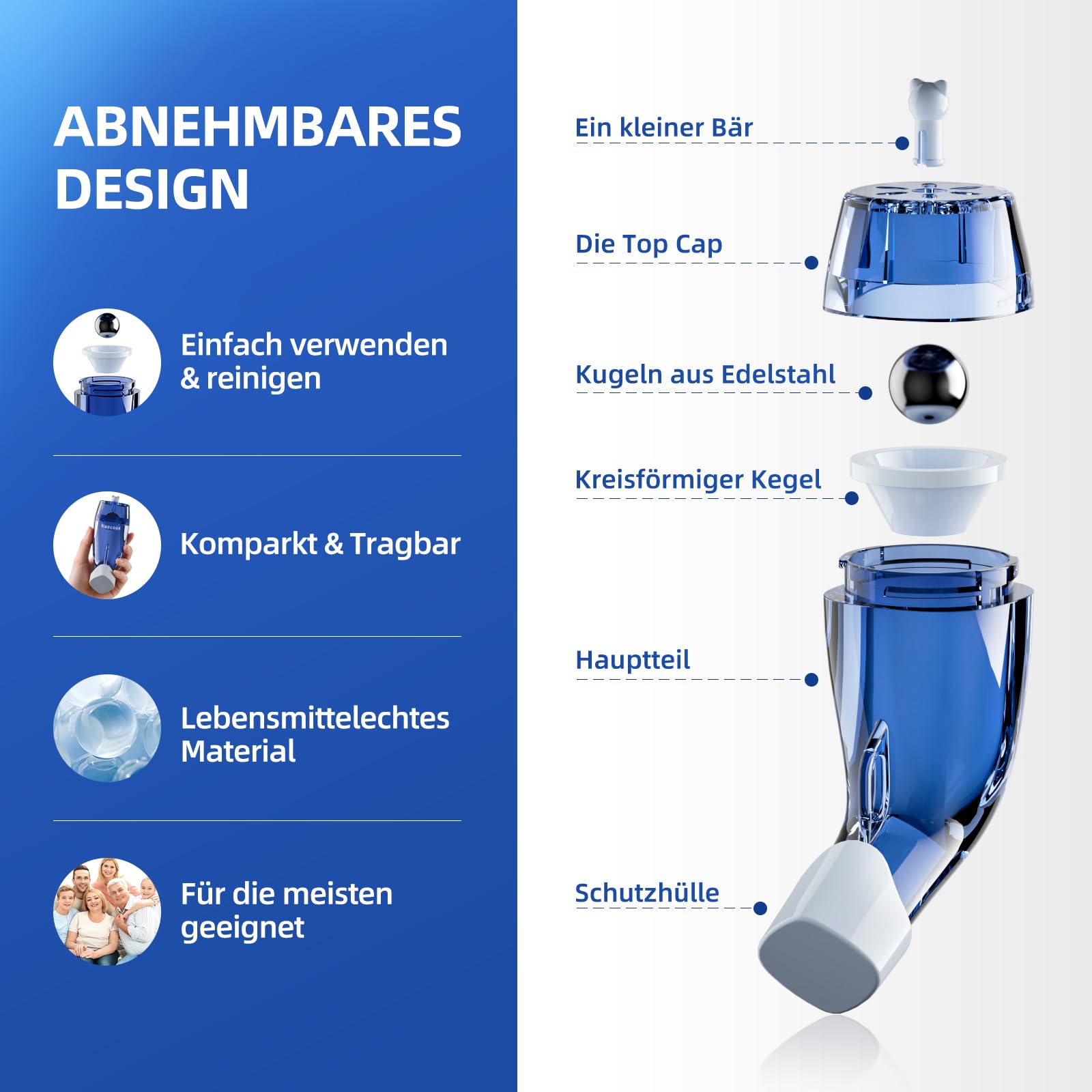Nascool Lungentrainer, Atemtrainer verbessert Lungenfunktion bei langfristiger Anwendung, ideal für COPD, Asthma Patienten, 3 Größen Edelstahlkugeln, Natürliche Atemübungsgerät für Lung | 3 Größen Edelstahlkugeln, für Asthma COPD, OPEP-Vibrations-Schleiml