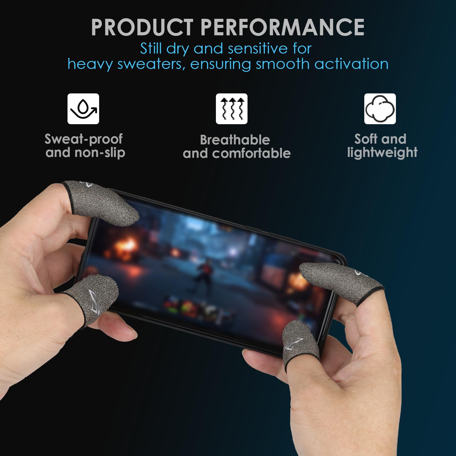 Gaming Finger Sleeve, 4 Pack Manchons Tactiles pour Jeux Mobiles, Compatible PUB Mobile, Anti-Transpiration et Sensibilité Maximale, Accessoire Gaming pour Smartphones Tablettes
