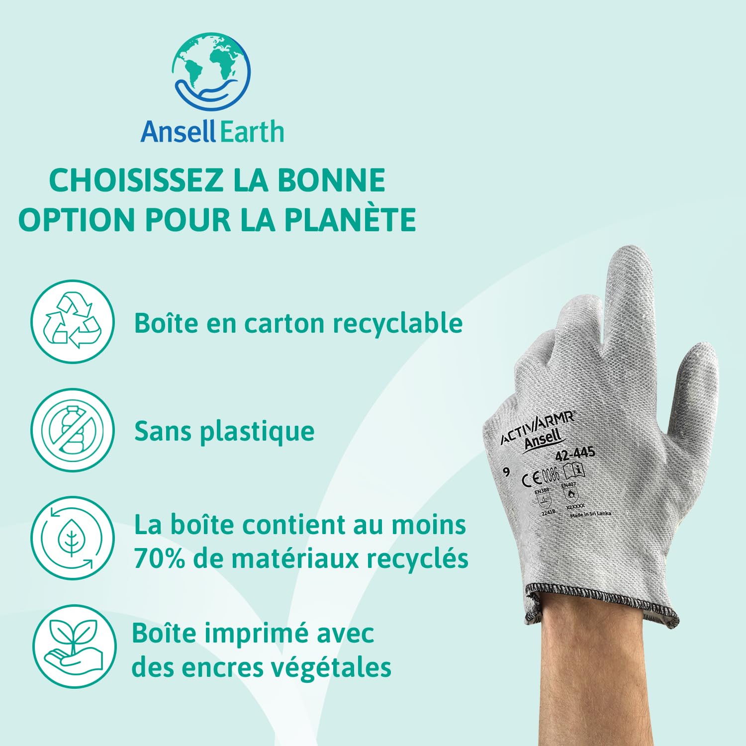 Ansell ActivArmr 42-445 Gants de Travail Thermorésistants, Résistance à la Chaleur et Protection Anti-Coupure Élevées, Gants de Manutention, Bricolage, Chantier, Taille XL (12 Paires)