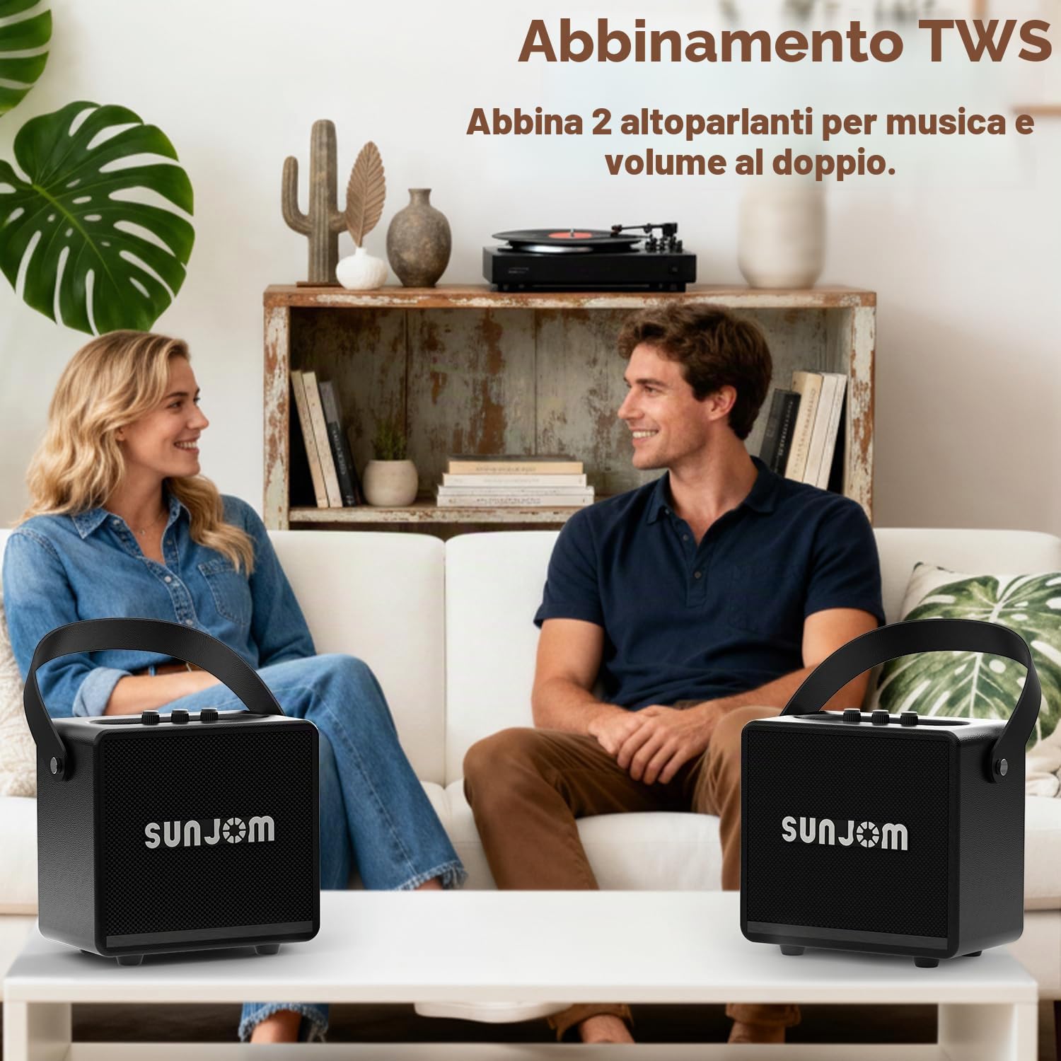 Altoparlante Bluetooth retrò, wireless, subwoofer da 105 mm, BT 5.3 con EQ, accoppiamento TWS, tipo C, scheda TF e USB, per feste all'aperto e casa