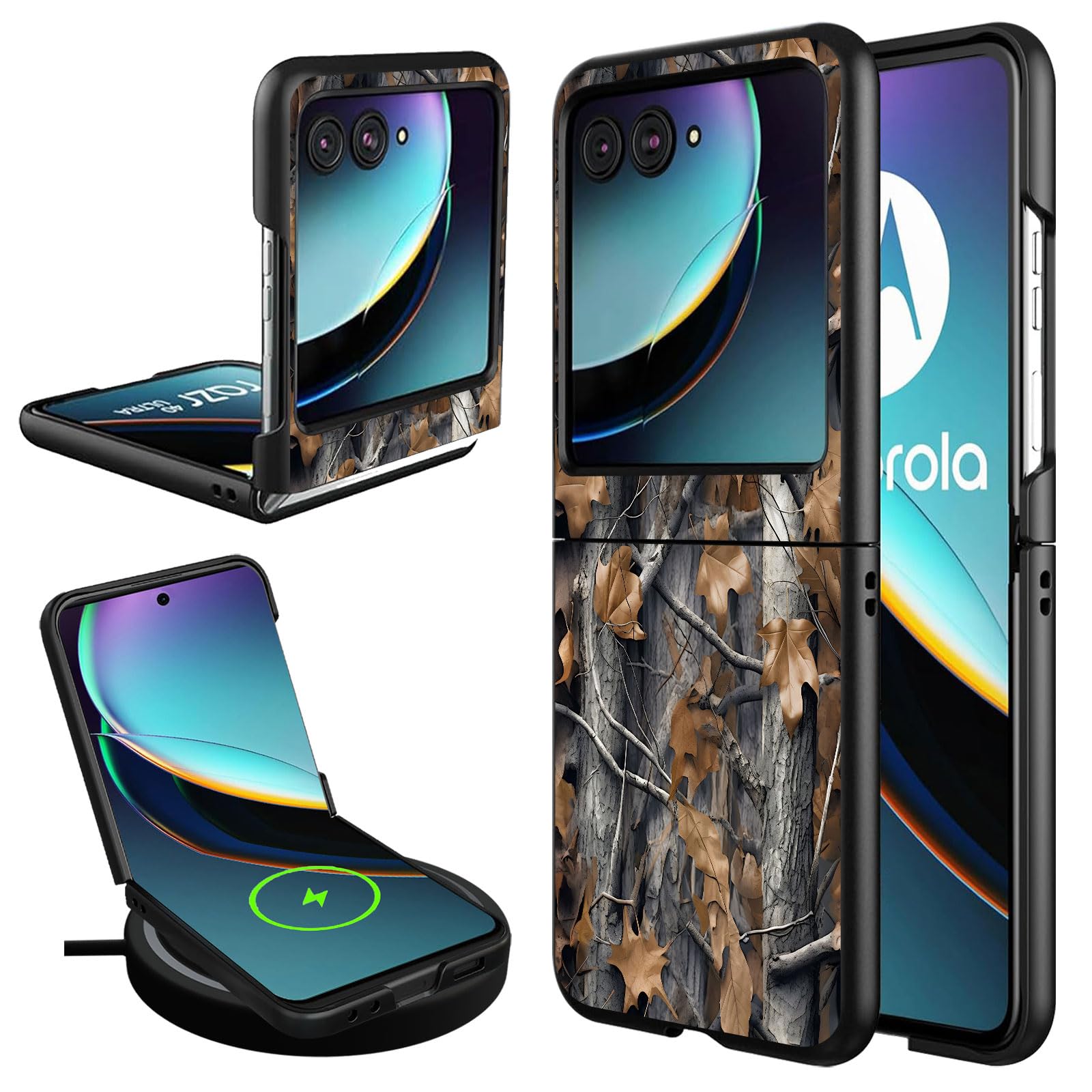 CAPAUNVDA for Motorola Razr Case, Ultra-Thin Slim Fit Hard PC Shockproof Phone Case Cover for Moto Razr 2024, Camouflage Forest