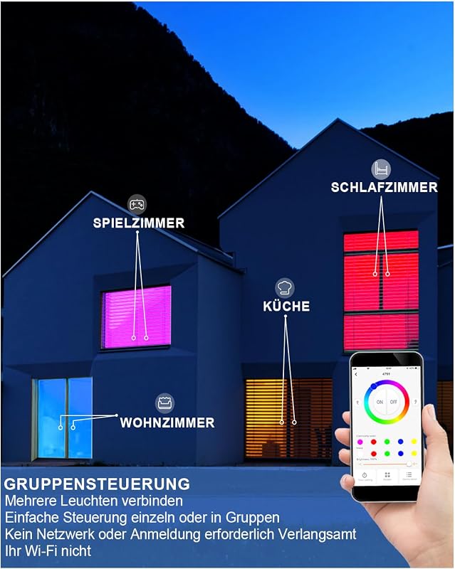 VARICART RGB LED Süllyesztett Spotlámpa Szett - 6 db Bluetooth Okos Mennyezeti Világítás, Alexa Kompatibilis, Színváltós, Szabályozható, Zen
