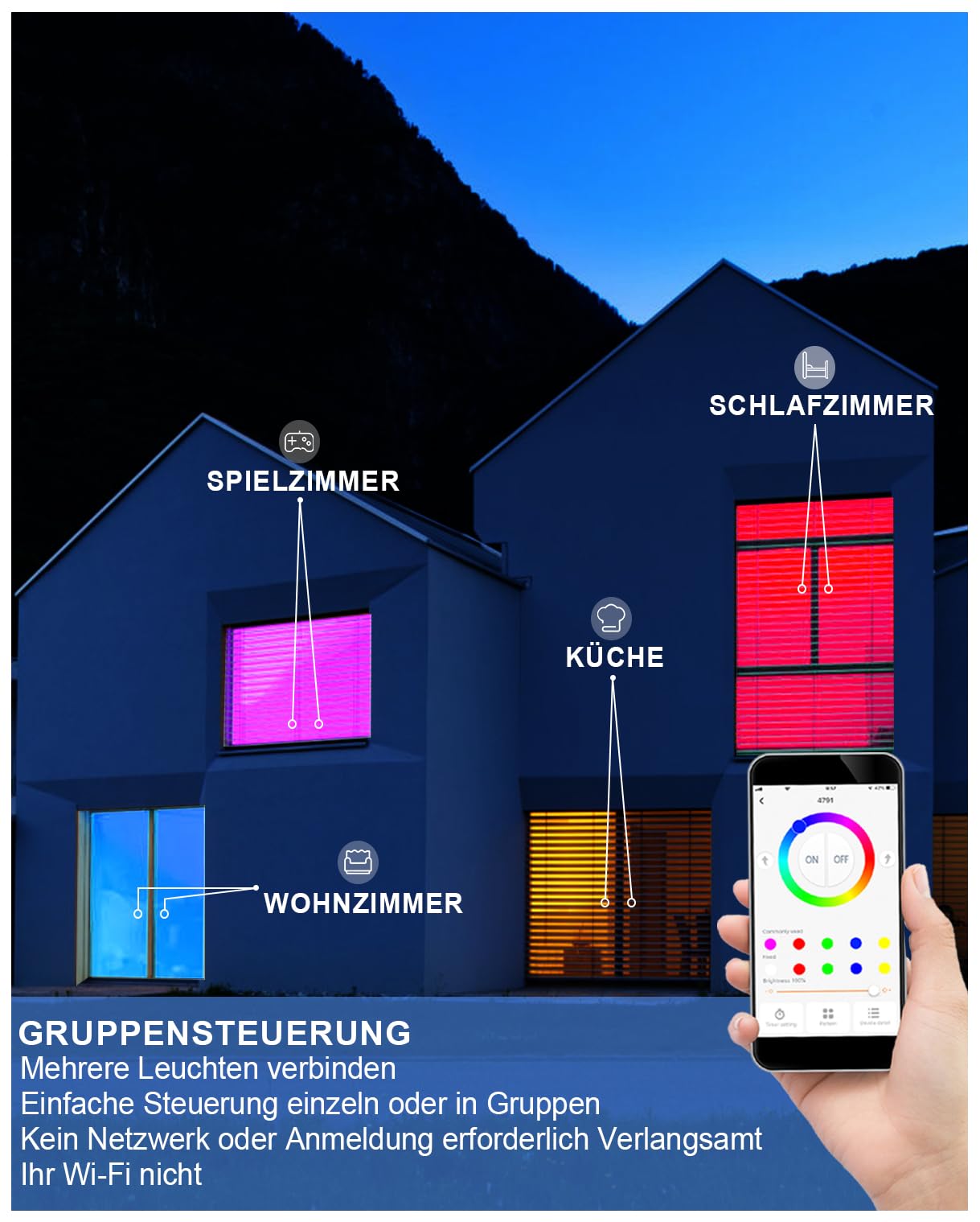 LED Einbaustrahler 230V RGB Alexa, Smart LED Spot Ultra Flach Bluetooth 10W 6er Set, Einbaustrahler Dimmbar Farbig, Deckenspots Musik Sync APP Steuerung, Farben Spots Deckenleuchte