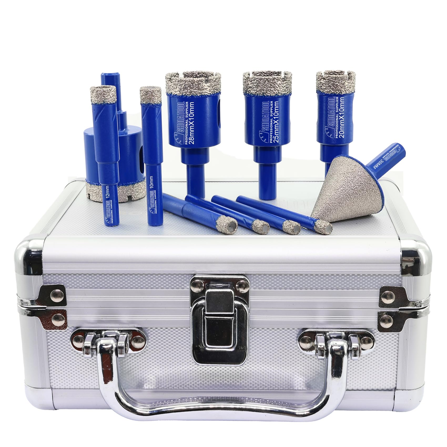 SHDIATOOL Diamond Drill Core Bits Set for Porcelain,Round Shank Hole Saw Cutter for Tile Marble Ceramic Granite 11pieces (6/6/6/8/10/12/20/25/28/32mm/